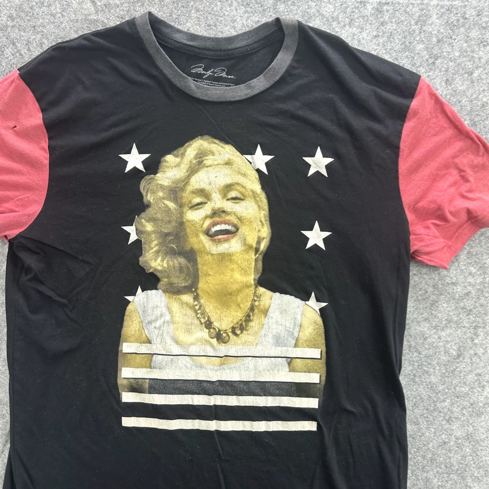 Vintage Marilyn Monroe Shirt Mens XL Black Red Stars Striped Graphic Tee Pop Art Vintage No Size US XL / EU 56 / 4 - 5 Thumbnail