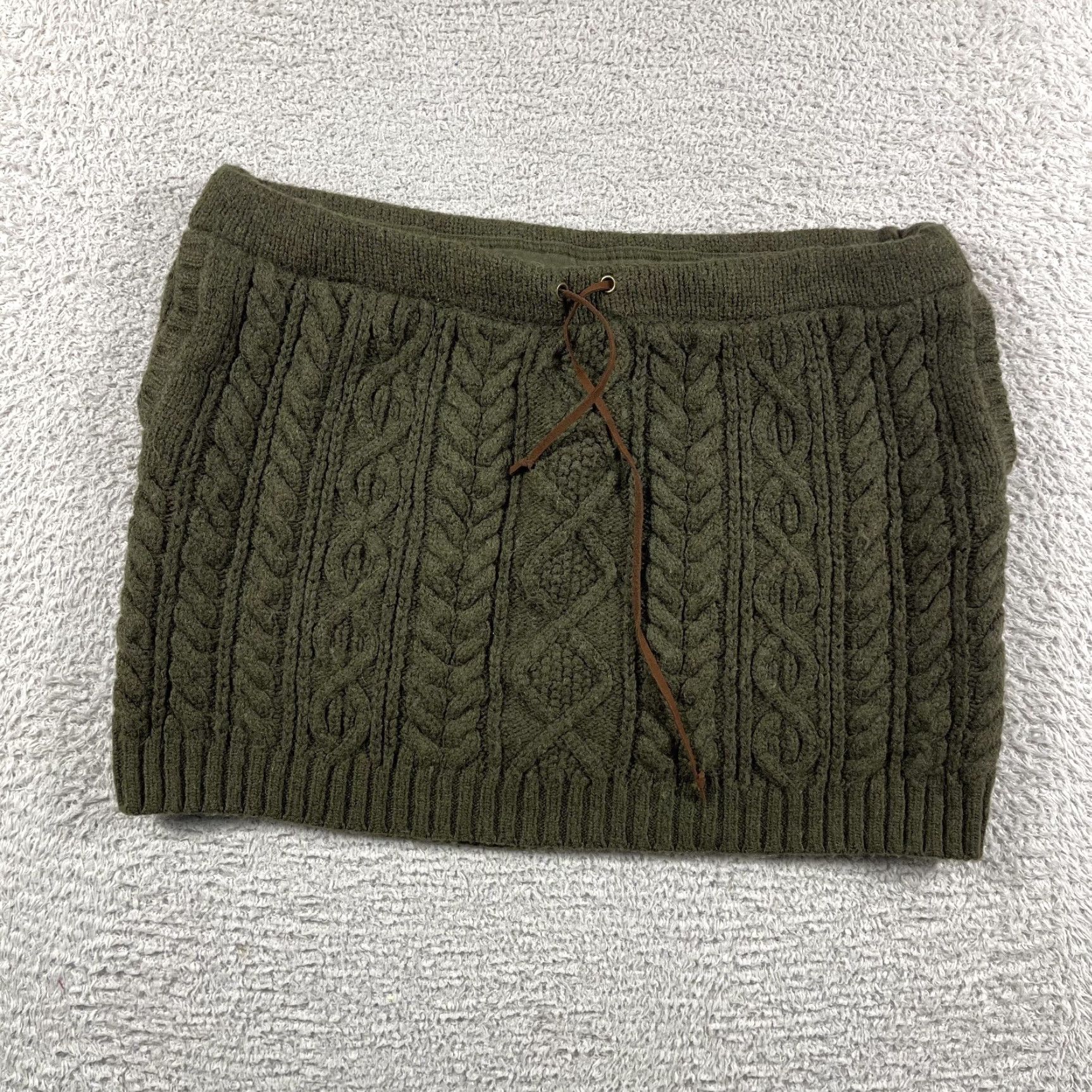 Ralph Lauren Polo Ralph Lauren Skirt Women's Large Green Wool Alpaca Blend Cable Knit Cottage Short Elastic Waist Size 36" / US 14 / IT 50 - 2 Thumbnail