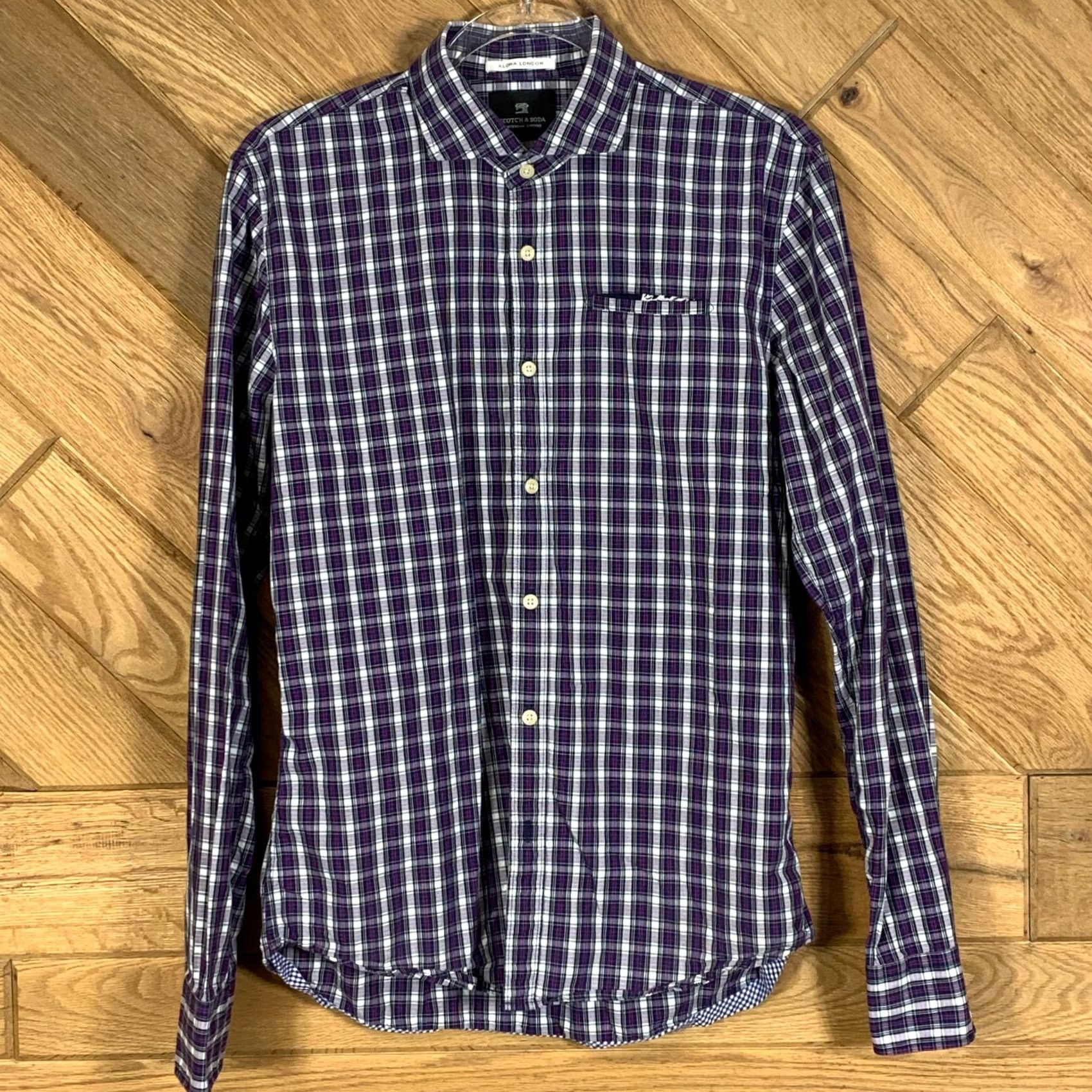 Scotch & Soda Scotch & Soda Shirt Mens Size M Plaid Button Up Purple Pink Multi Aloha London Size US M / EU 48-50 / 2 - 2 Thumbnail