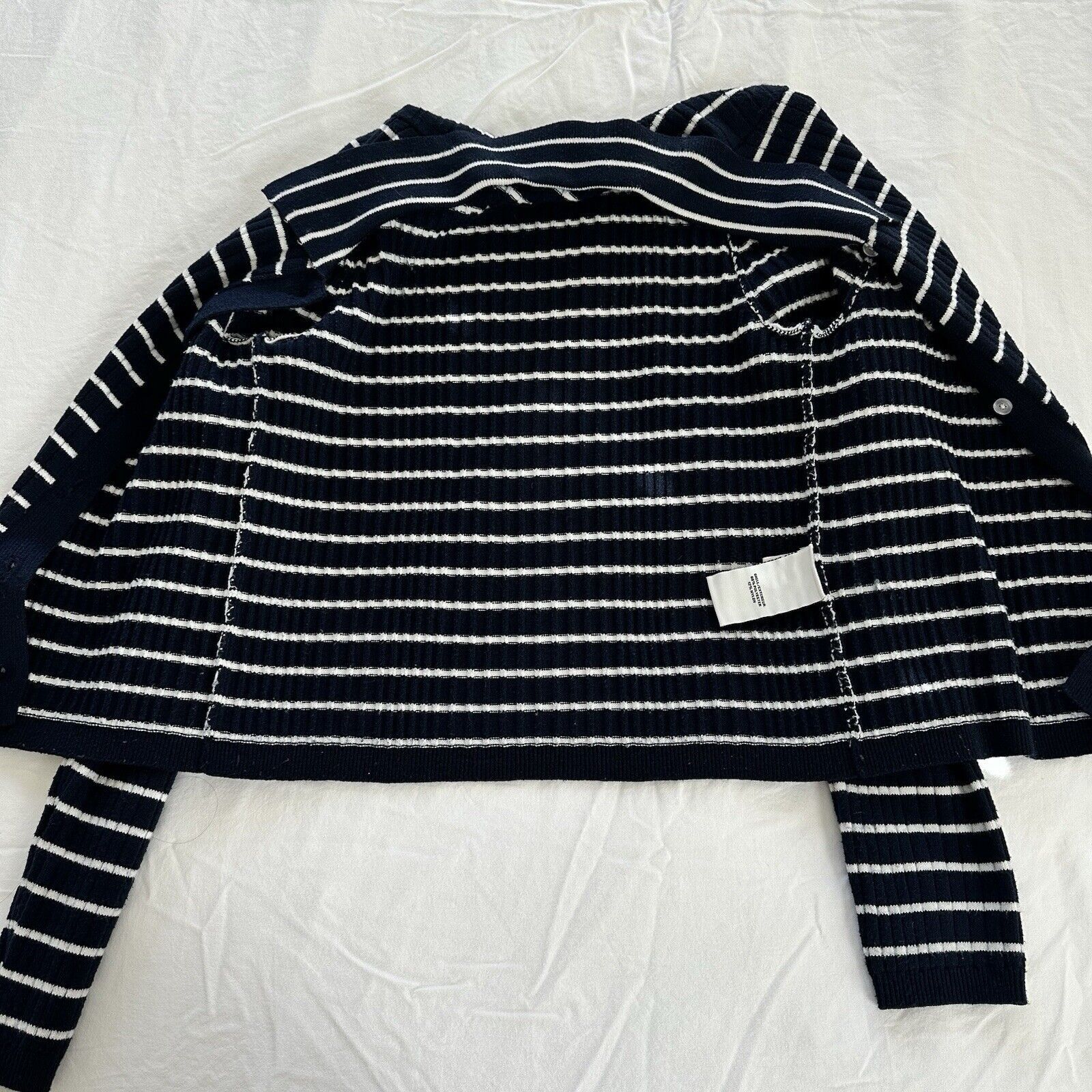 Other Navy White Striped Ribbed Cardigan Sweater Bagatelle Size M Size M / US 6-8 / IT 42-44 - 7 Thumbnail
