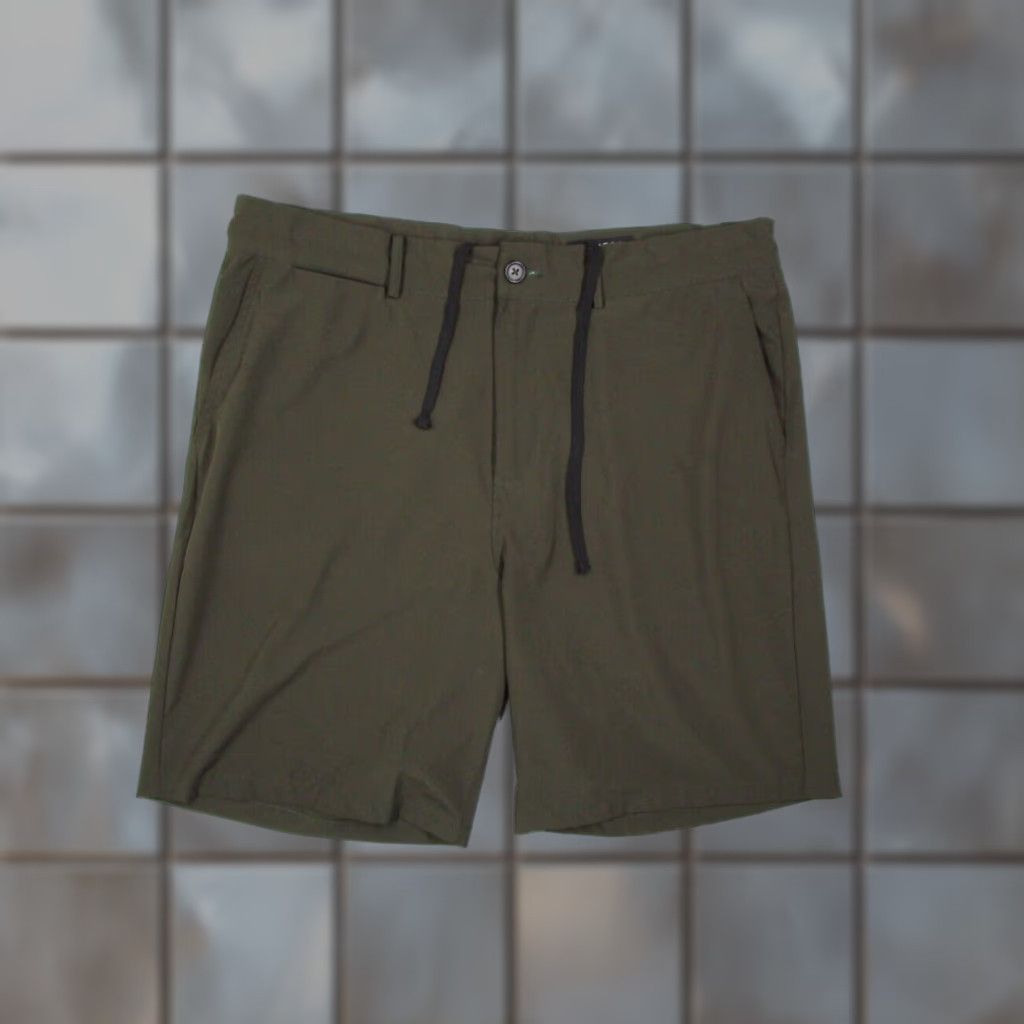 Vintage Aviator Mens 38 Green 8" Hybrid Shorts - Travel, Work, Beach, Golf - Drawstring, Pockets - Made in USA - 5-Pocket Chino Style - Polyester Blend Size US 38 / EU 54 - 1 Thumbnail