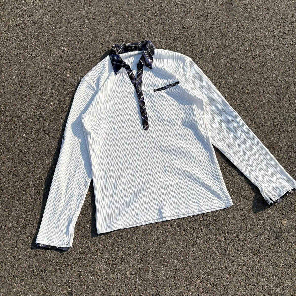 Japanese Brand ❌SOLD❌Mata Bene Ribbed Long Sleeve Layered Shirt Size US XXS / EU 40 - 16 Thumbnail