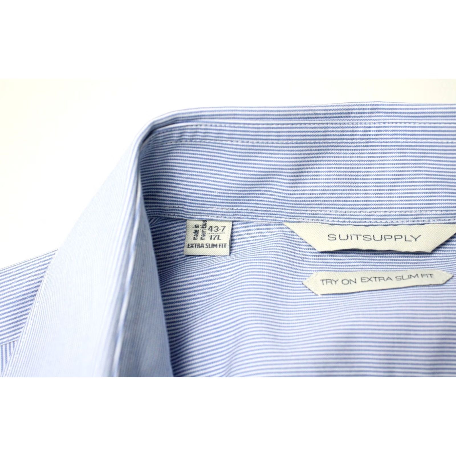 Suitsupply SUITSUPPLY Formal Shirt Men's Extra Slim Fit Blue 43-7 / 17L Long Sleeve Size 46R - 7 Thumbnail