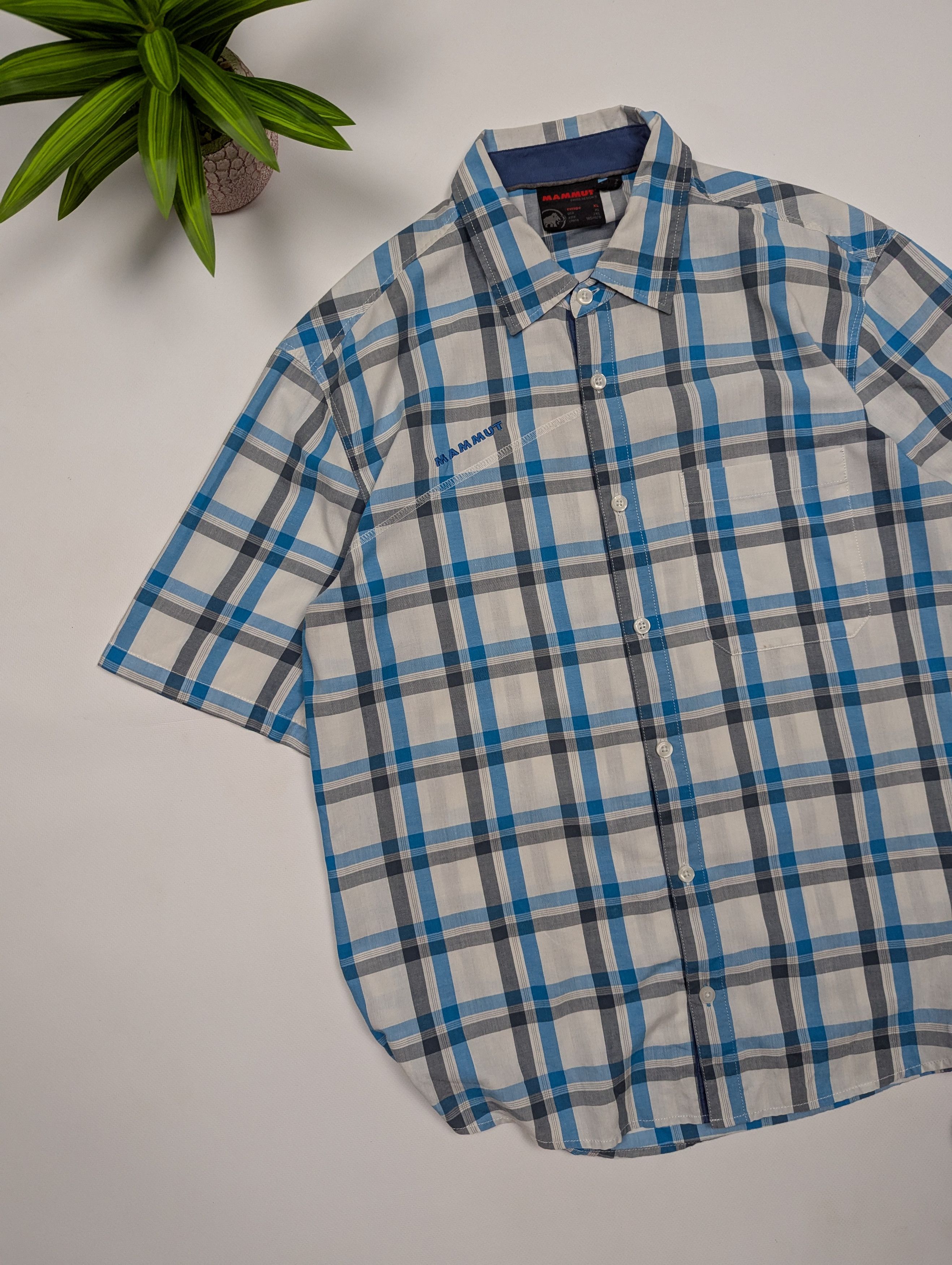 Mammut Mammut Men’s XL Short Sleeve Check Shirt Blue Grey Outdoor Size US XL / EU 56 / 4 - 2 Thumbnail