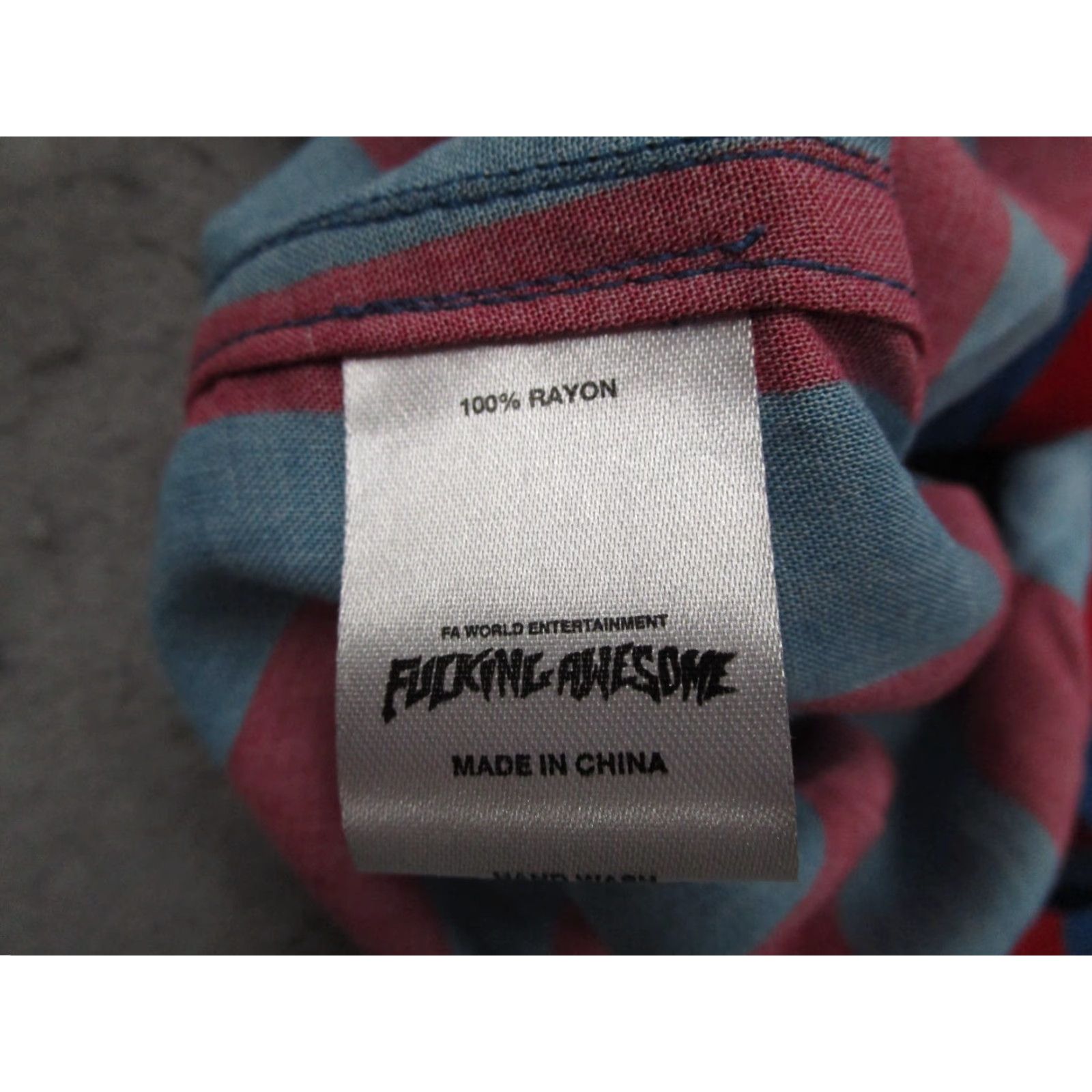 Fucking Awesome F*ckingAwesome Button-Up Shirt Mens Medium Red Blue Striped Graphic Skate Brain Function Club Size US M / EU 48-50 / 2 - 4 Thumbnail