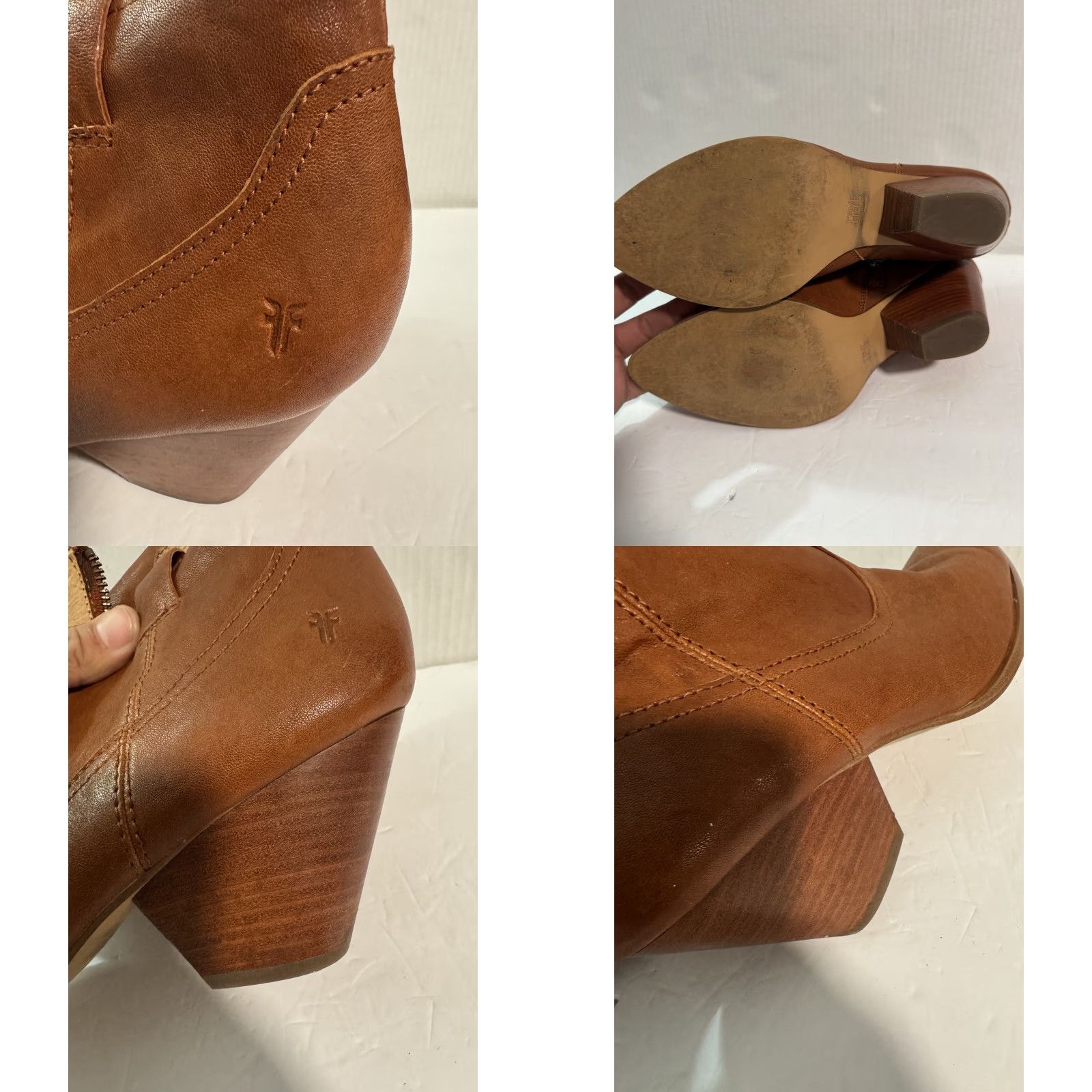 Frye Frye Reina Cognac Leather Western Ankle Bootie 3479257-COG Size 9M Women Boots Size US 9 / IT 39 - 8 Thumbnail