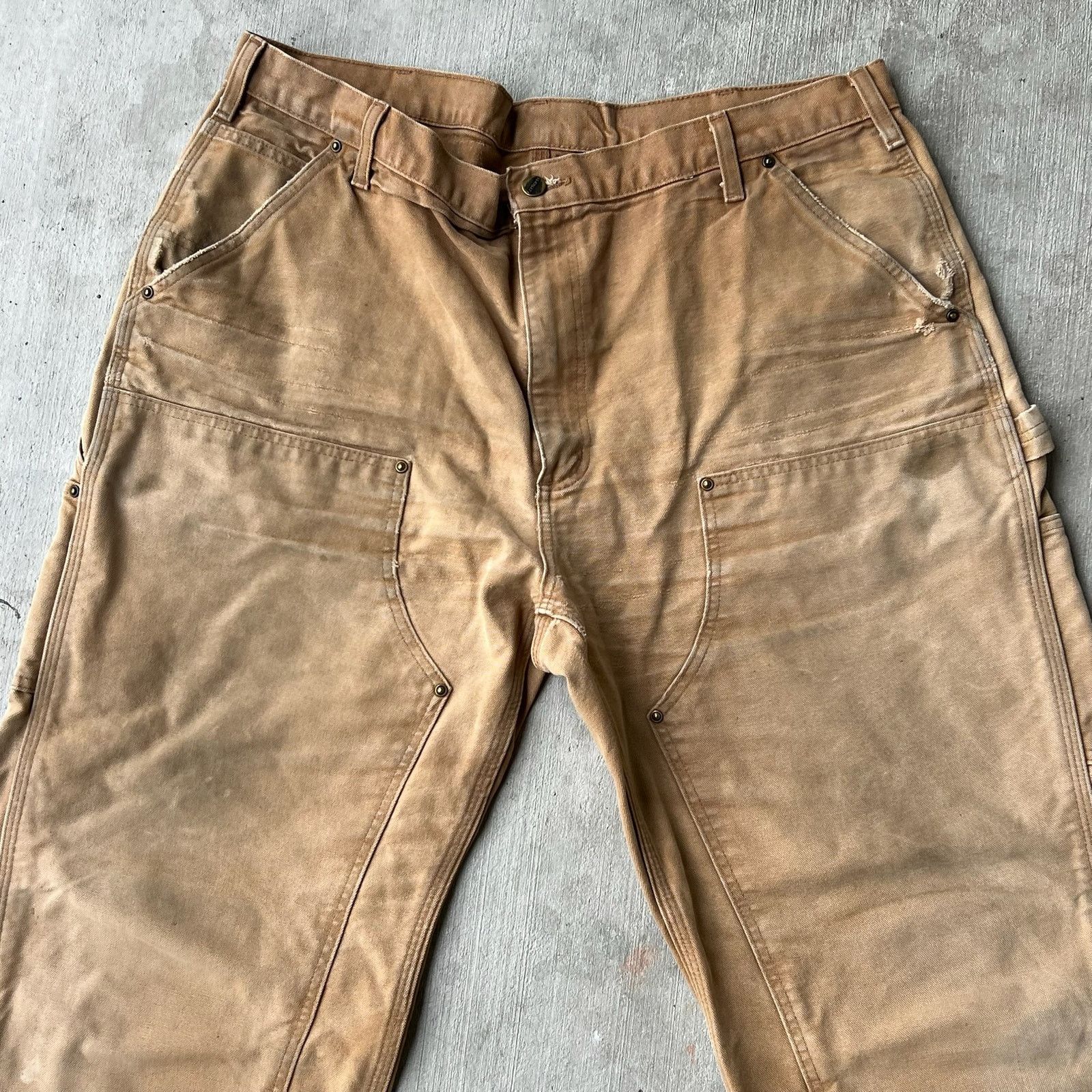 Carhartt × Vintage Carhartt faded brown double knee work wear carpenter pants Size US 37 - 3 Thumbnail