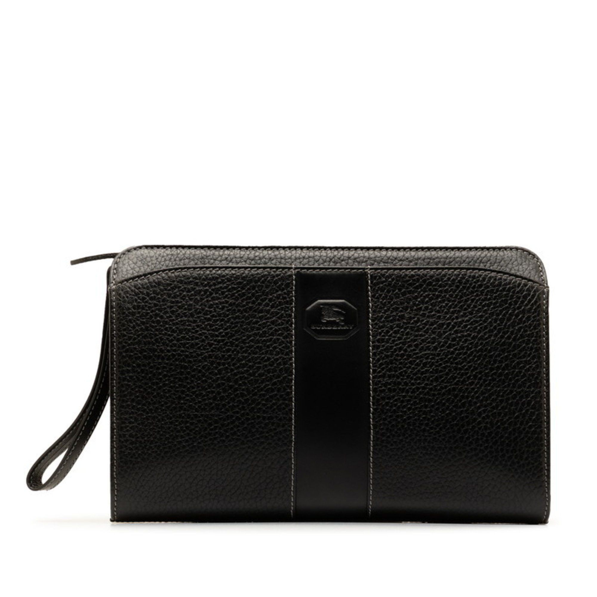 image of Burberry Nova Check Shadow Horse Clutch Bag Second Black Leather Women's Burberry