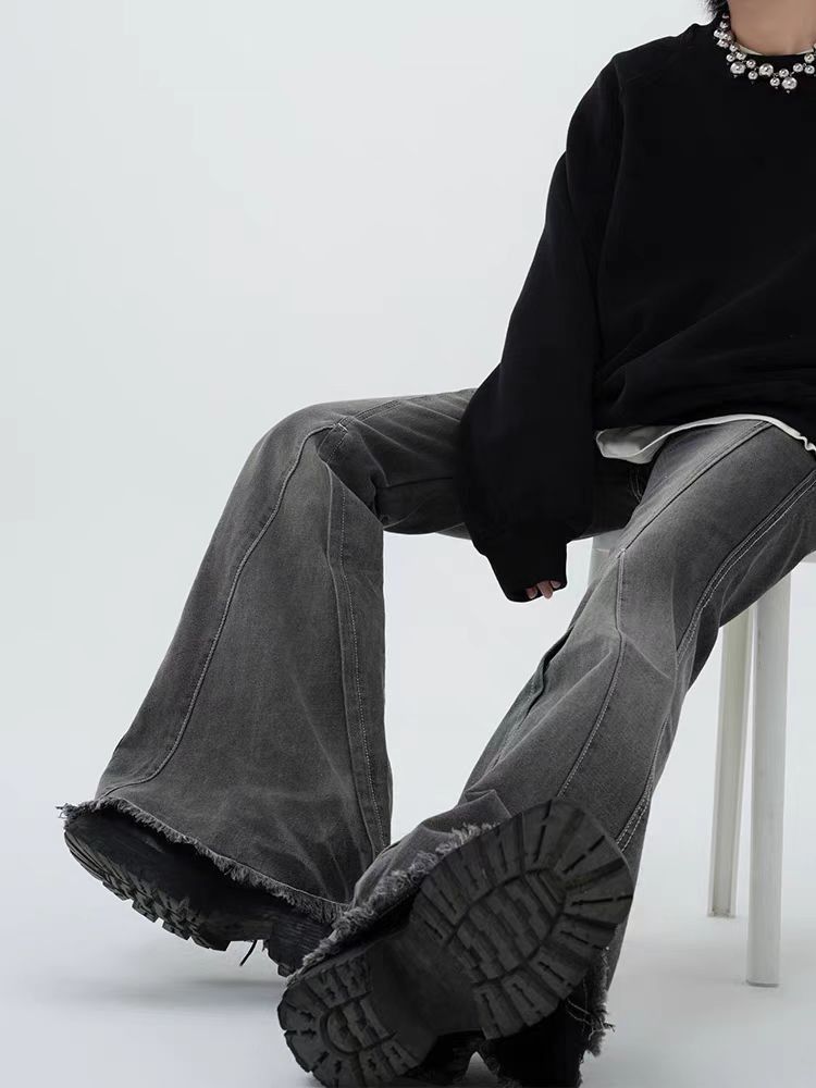 Japanese Brand × Jean High Street Gradient Loose Patchwork Micro Flare Pants Size US 30 / EU 46 - 3 Thumbnail
