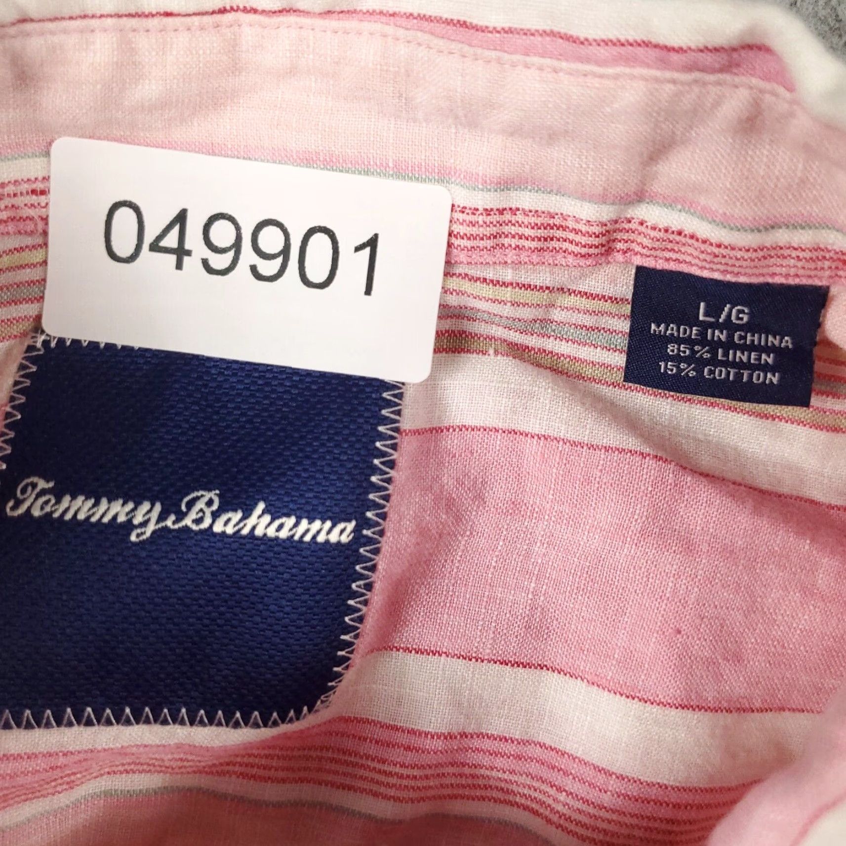 Tommy Bahama Tommy Bahama Button-Up Shirt Mens Large Pink Striped Linen Cotton Long Sleeve Tropical Size US L / EU 52-54 / 3 - 6 Thumbnail