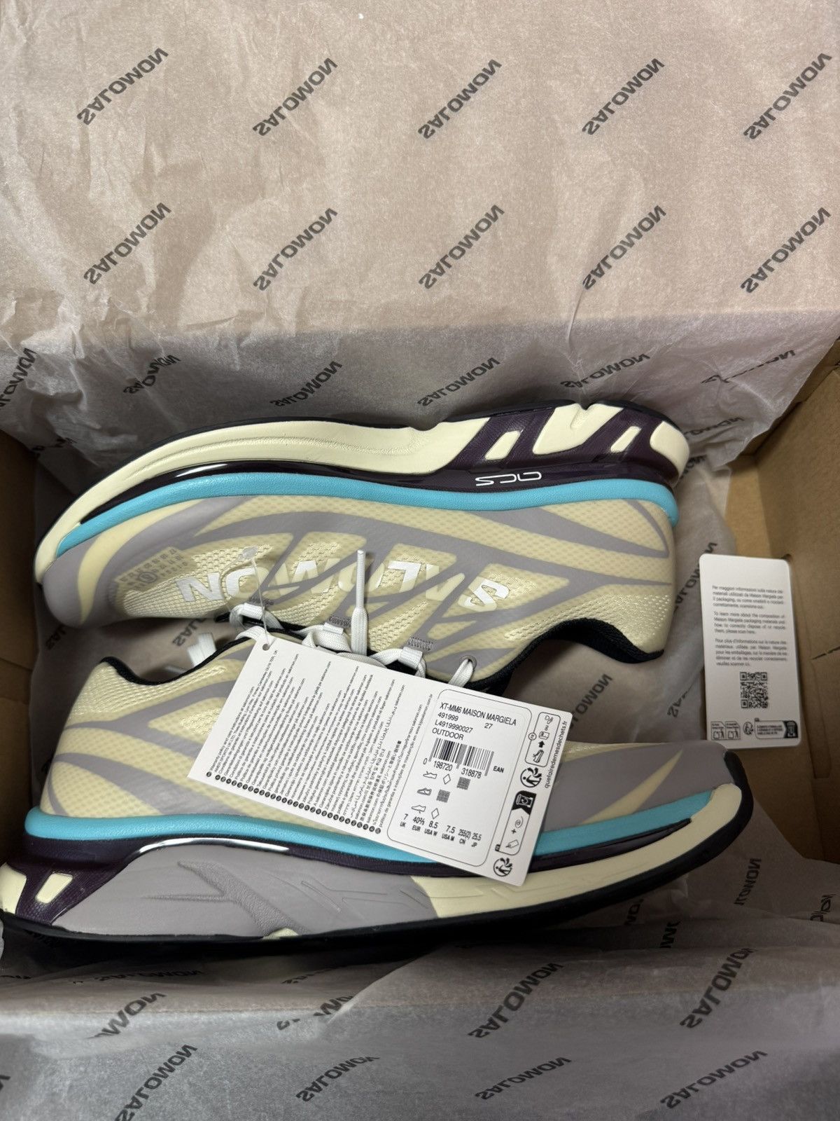 Salomon NIB XT-MM6 Retro Hiking Sneakers Unisex - Beige/Blue Size US 7.5 / EU 40-41 - 8 Thumbnail