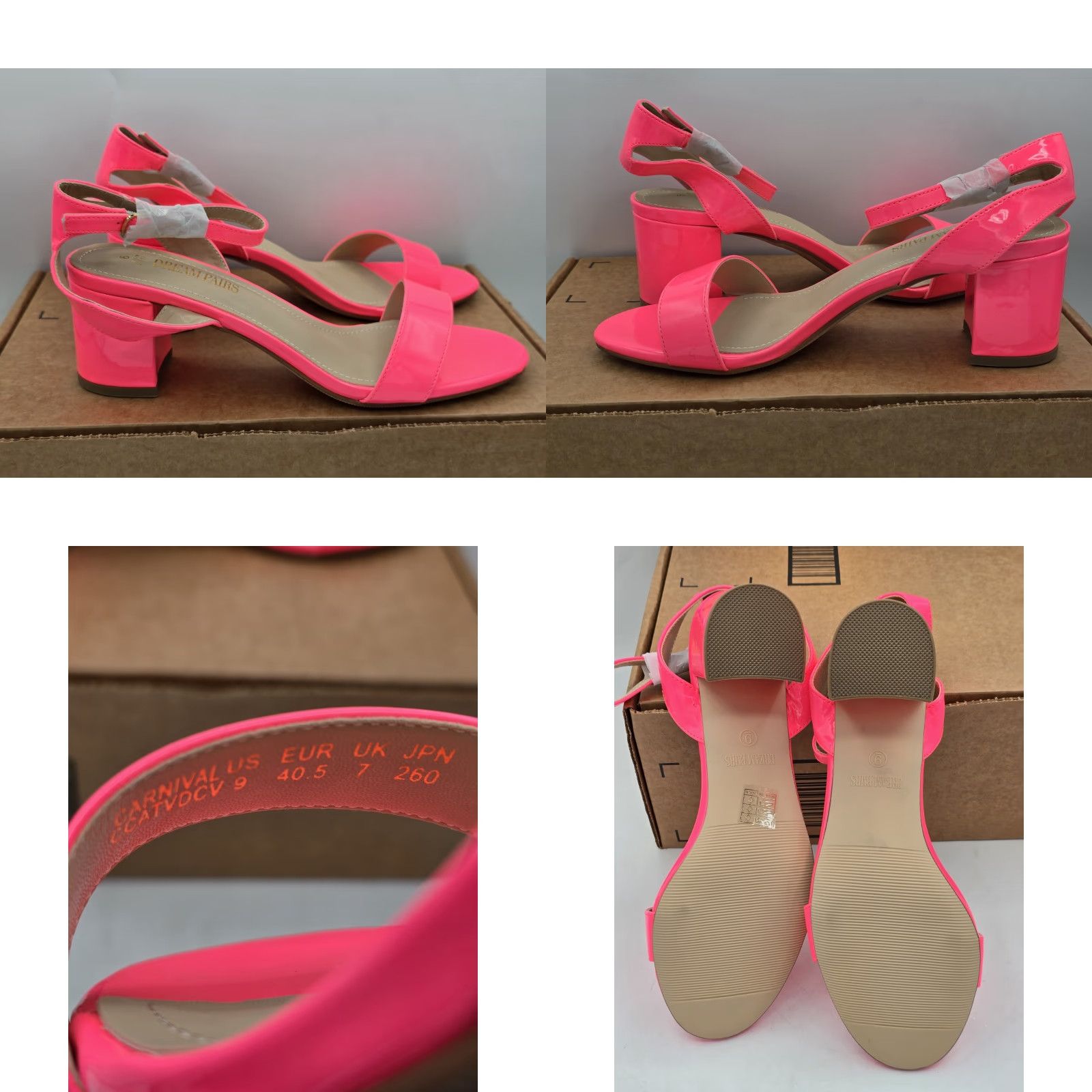 Pinko Dream Pairs Women’s Chunky Block Heel Open Toe - Size 9 - Color Hot Pink - Strappy Ankle - Faux Leather - Open Toe Woman Size US 9 / IT 39 - 8 Thumbnail