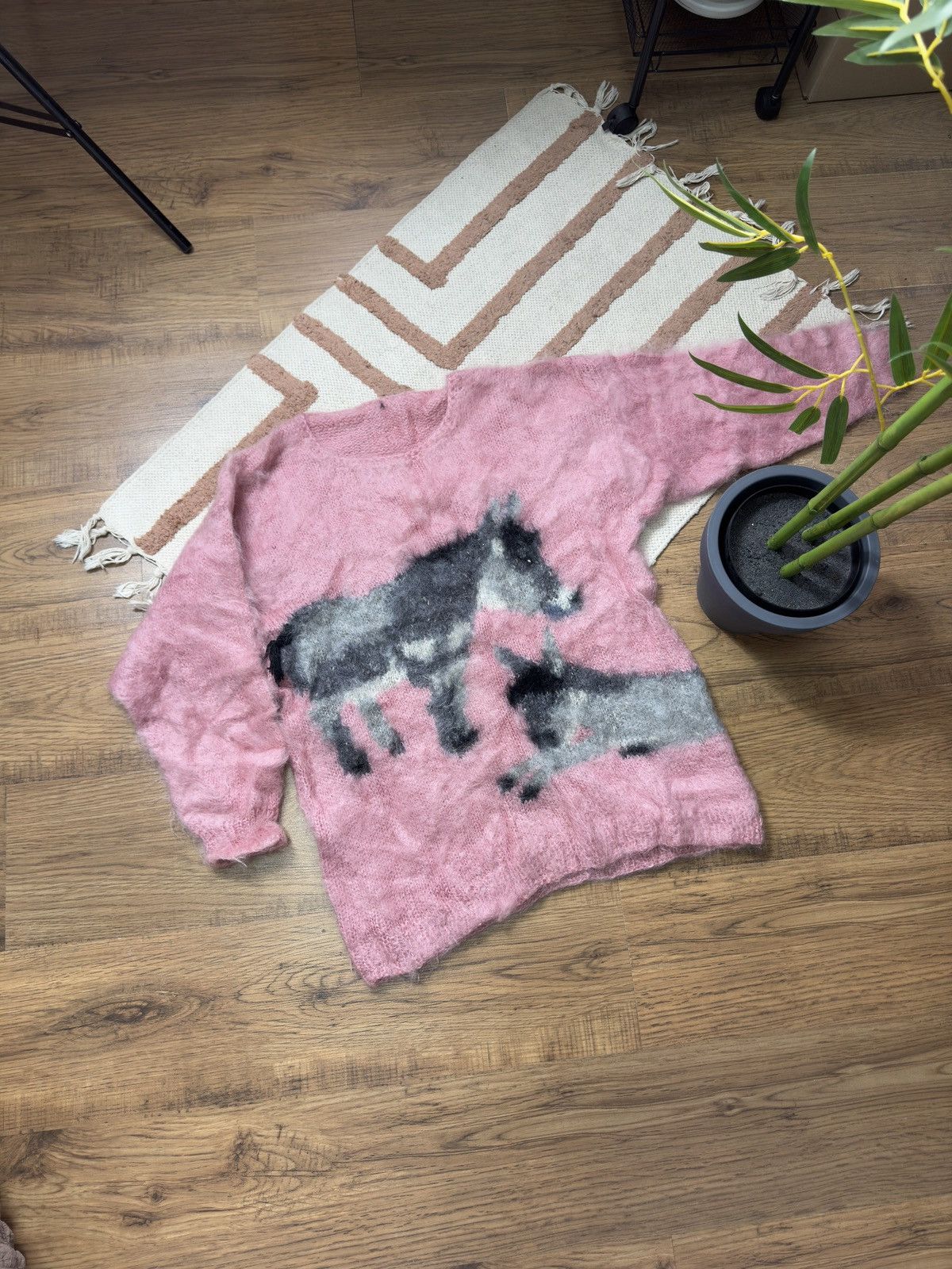 Vintage VINTAGE MOHAIR CUTE DONKEYS KNITTED FUR SWEATER Size L / US 10 / IT 46 - 1 Thumbnail