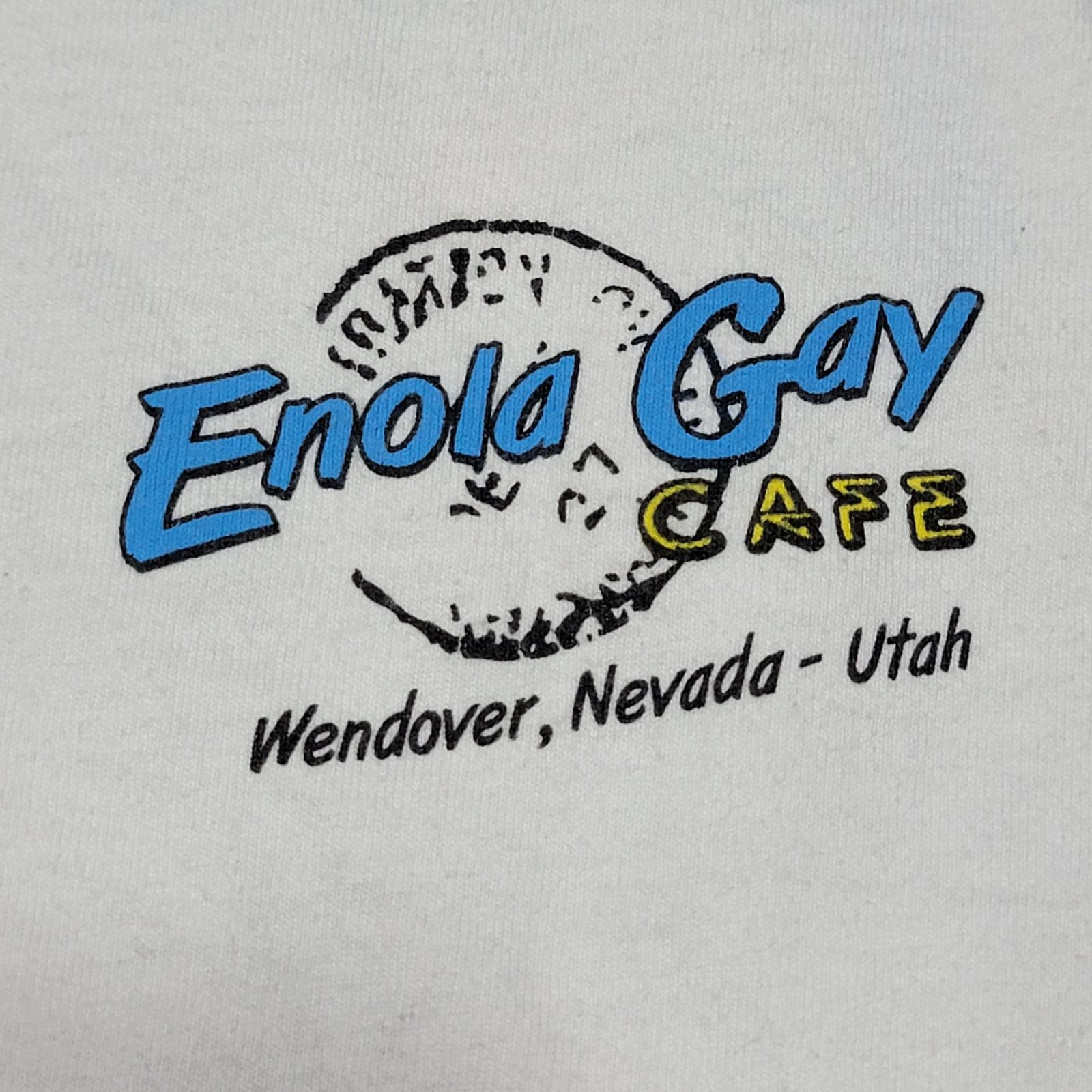 Other Port & Co White Unisex Tee "Enola Gay Cafe" Size Large Size US L / EU 52-54 / 3 - 5 Thumbnail