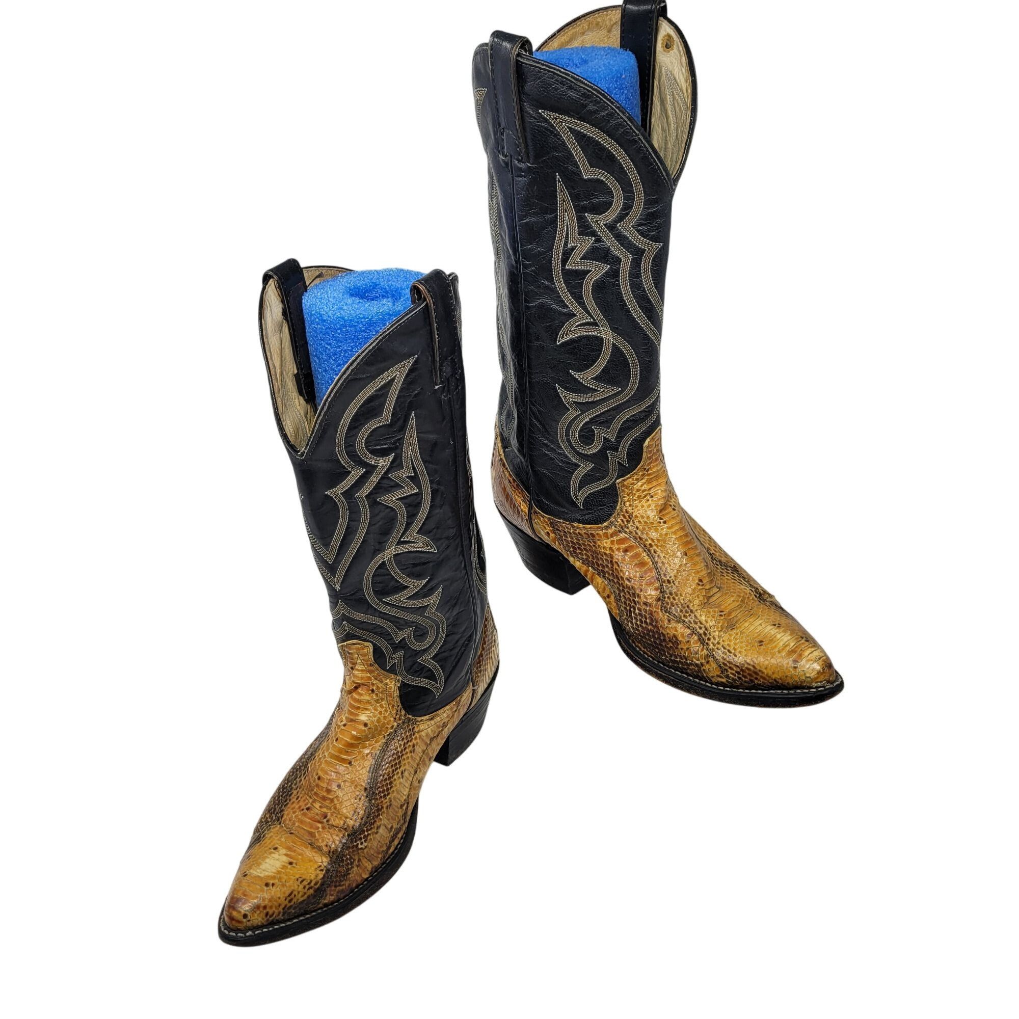 Vintage Vtg Acme Royals Western Cowboy Boots Sz 9 Black Leather Yell Size US 9 / EU 42 - 15 Thumbnail