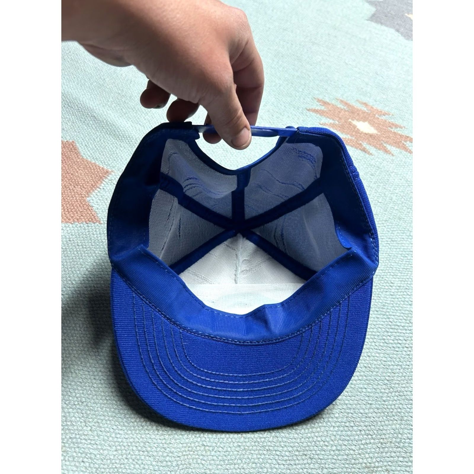 Vintage VINTAGE 80s White Snapback Hat Cap Adjustable True Blue Styrofoam blue white Men Size ONE SIZE - 4 Thumbnail
