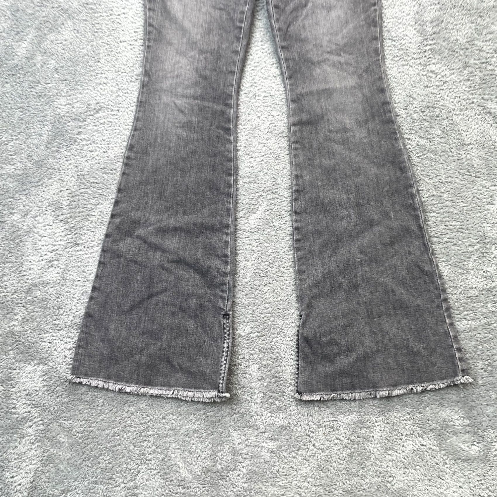 Lee VINTAGE Lee Jeans Womens 2M Gray Heritage Flared Leg Denim Cotton High Rise Raw Hem Jeans Mens? Size 26" / US 2 / IT 38 - 6 Thumbnail