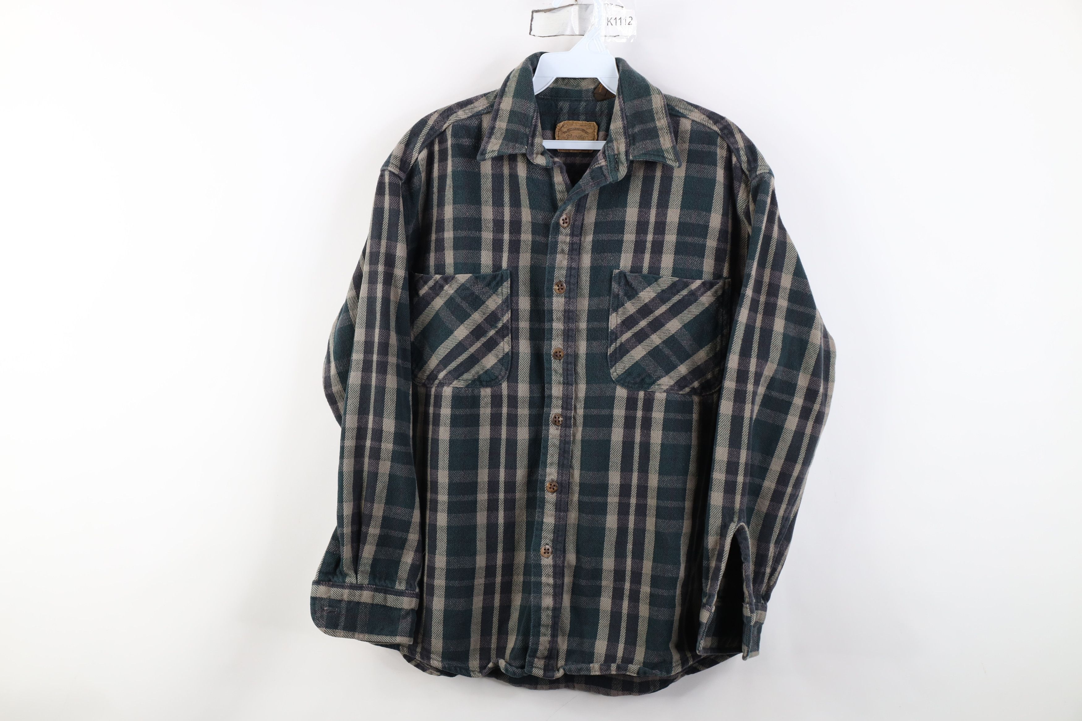 Vintage Vintage 90s Streetwear Heavyweight Button Shirt Plaid Size US M / EU 48-50 / 2 - 1 Thumbnail