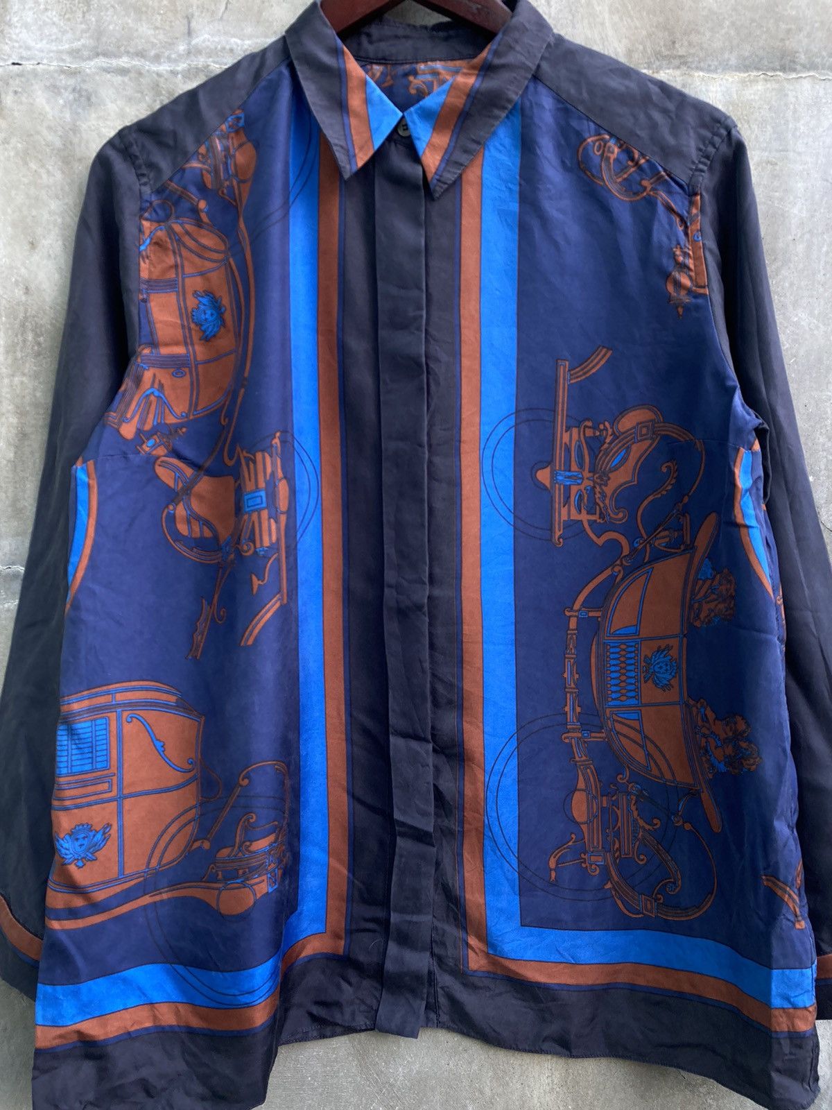 Hermes Carriage Pattern Silk Button Up Shirt Size US M / EU 48-50 / 2 - 5 Thumbnail