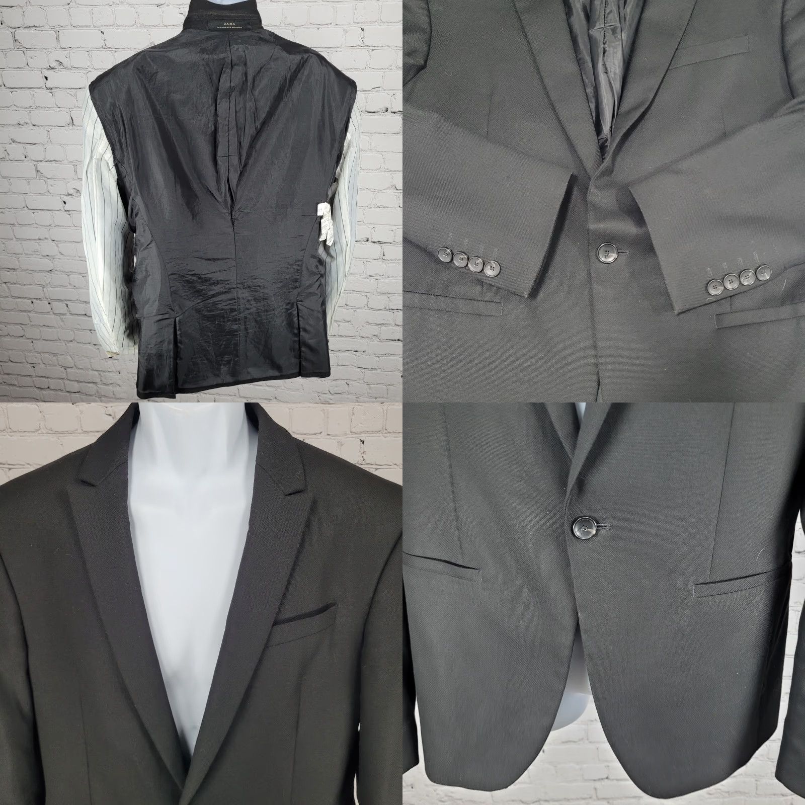 Zara Zara Blazer Jacket Black 1 Button Notch Double Vented 40 Blazer Men Formal Sport Coat 2 Piece Size 40R - 8 Thumbnail