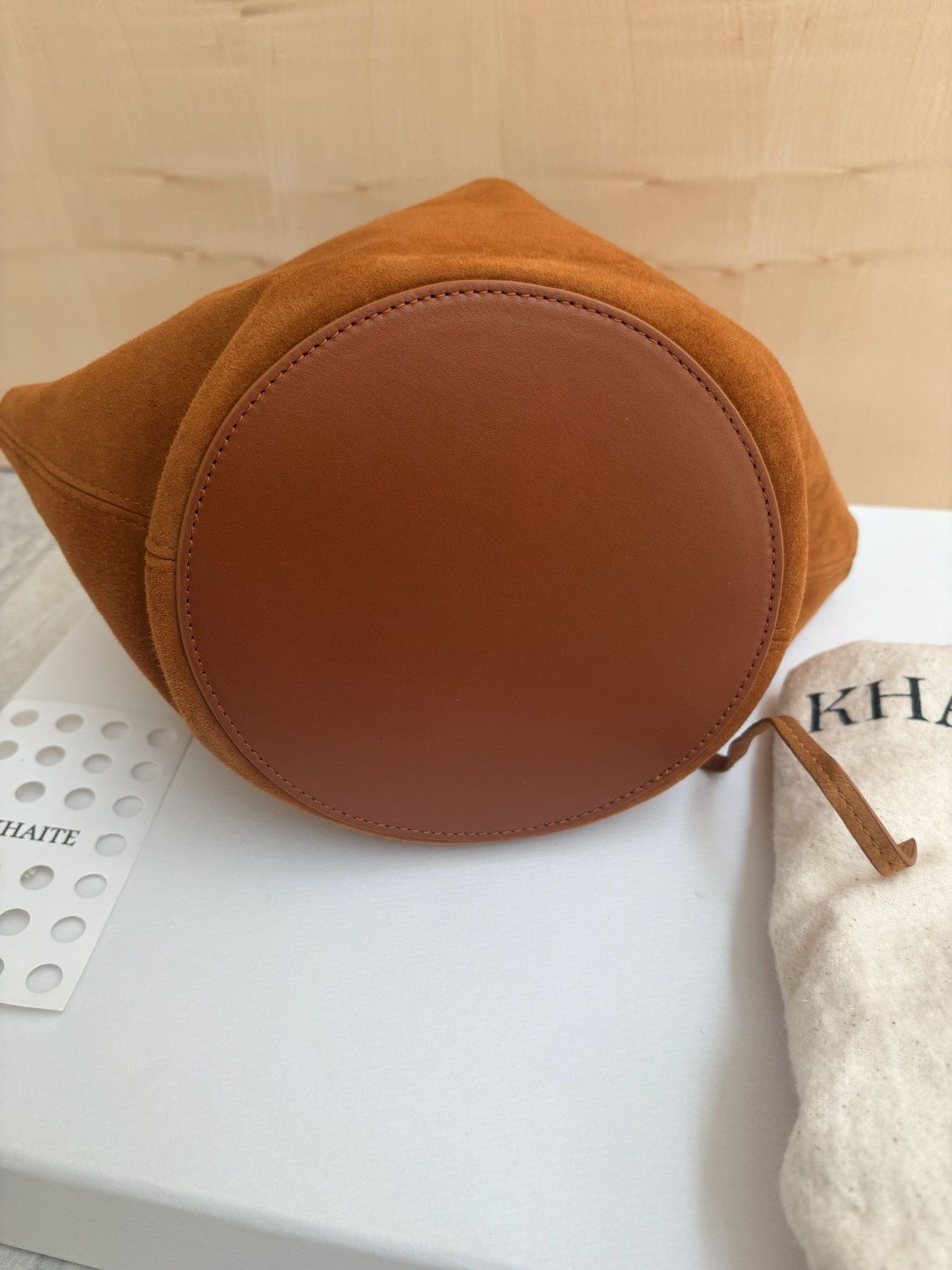 KHAITE Khaite Lotus Mini Suede Tote in caramel Size ONE SIZE - 4 Thumbnail