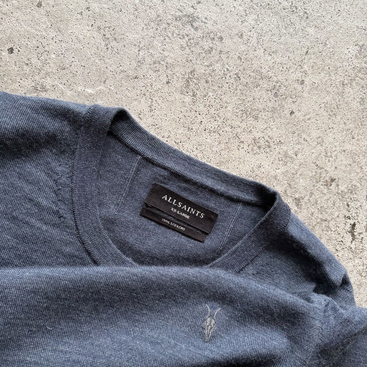 Allsaints AllSaints Blue Merino Wool Crew Neck Sweater Lightweight Size US XXL / EU 58 / 5 - 4 Thumbnail