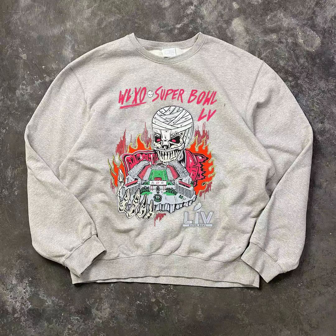 Gray Oversized Skull Sweatshirt