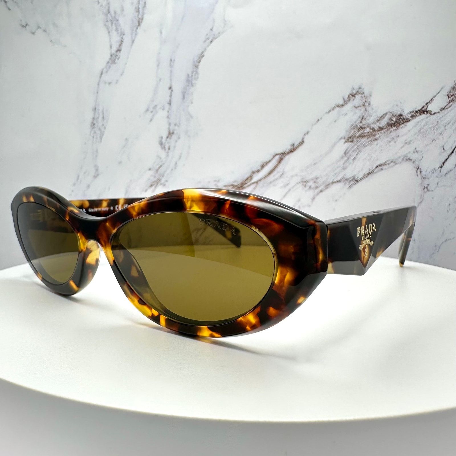 Prada PRADA New Sunglasses Symbole Logo Brown Tortoise Cat Eye Size ONE SIZE - 3 Thumbnail