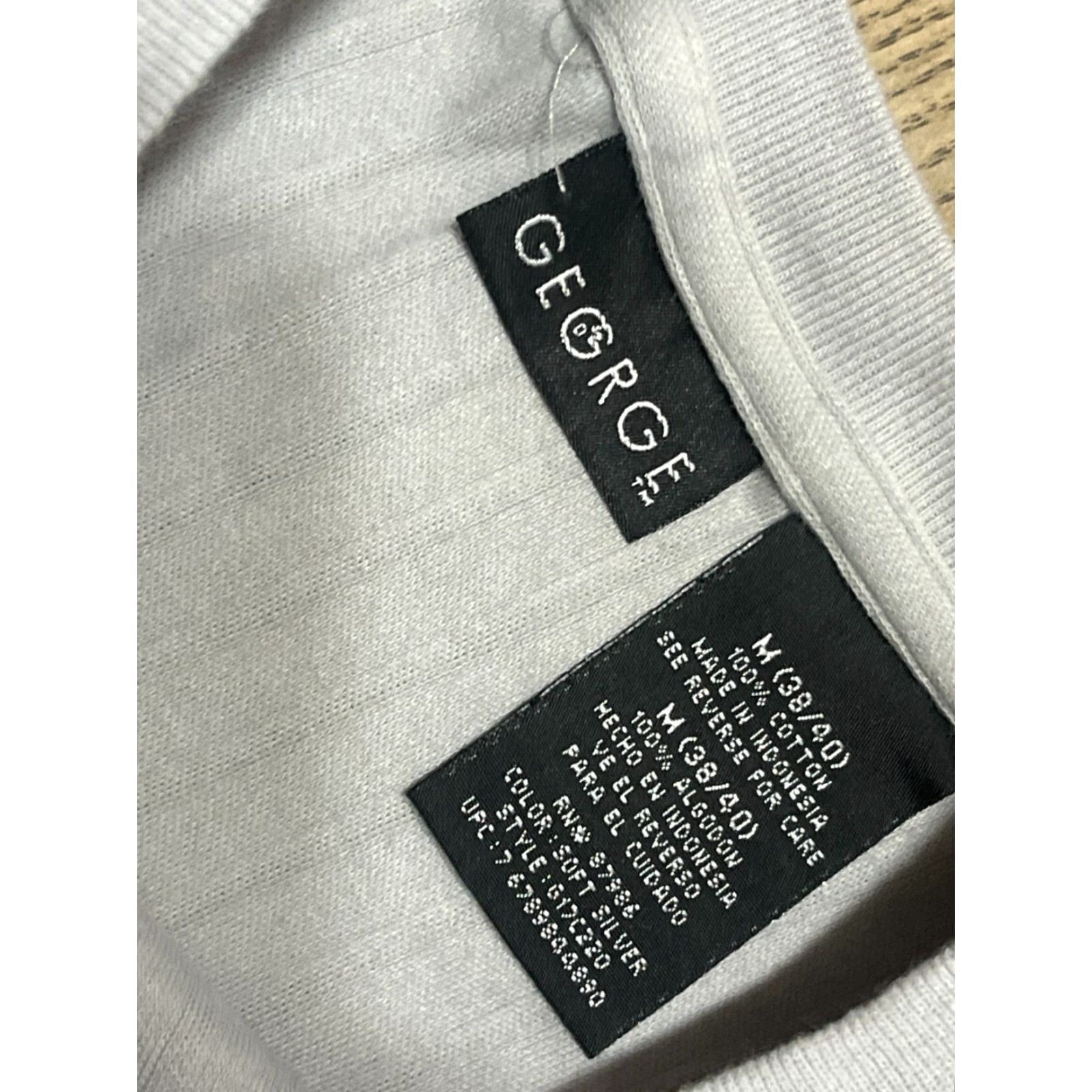 George George Shirt Mens Size Medium Gray Striped Short Sleeve T-Shirt Casual Modern 90s - Womens? Size M / US 6-8 / IT 42-44 - 5 Thumbnail