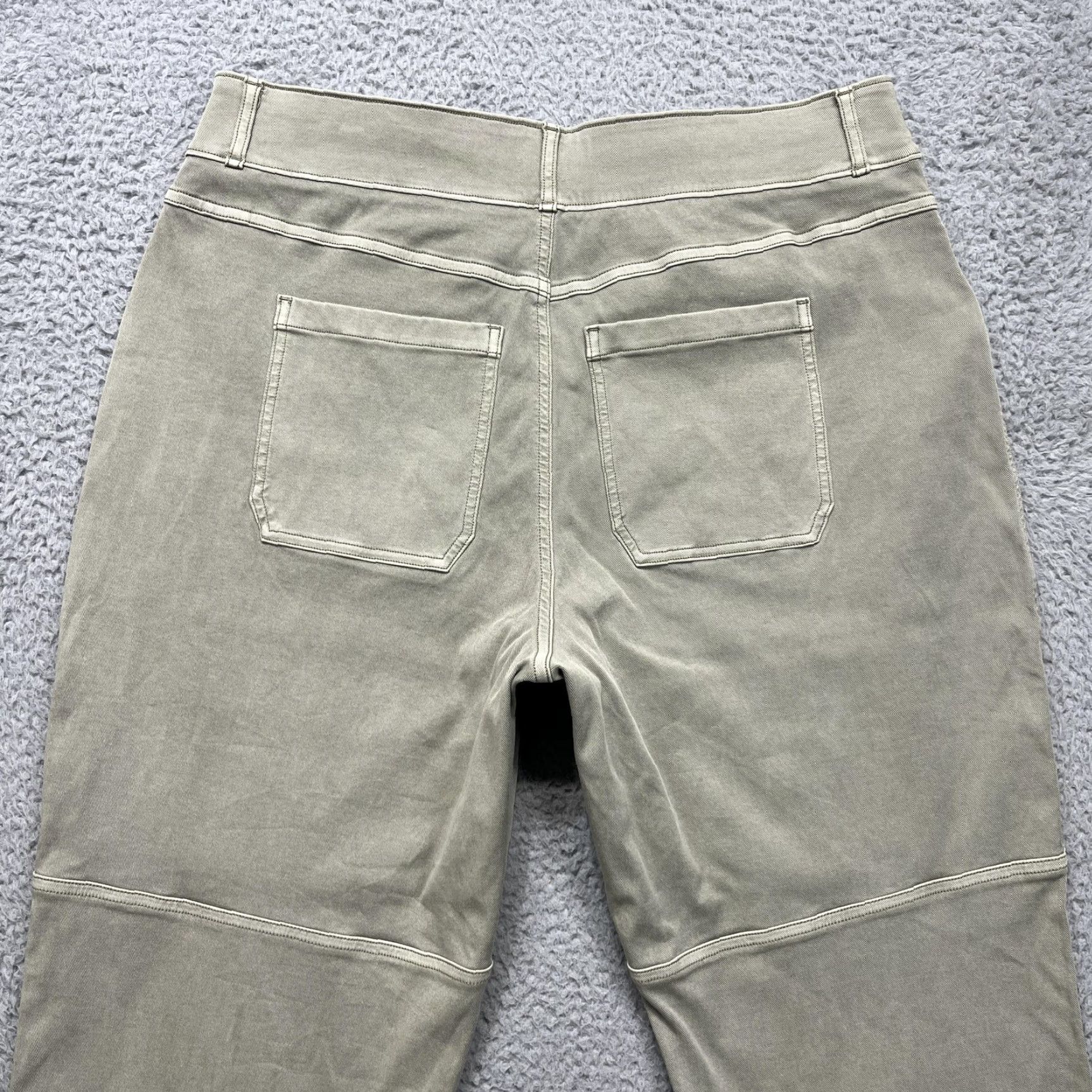Spanx Spanx Cropped Twill Pants Womens 2X Beige Straight Leg Shaping Pull On Pockets Size 40" / US 18 - 6 Thumbnail