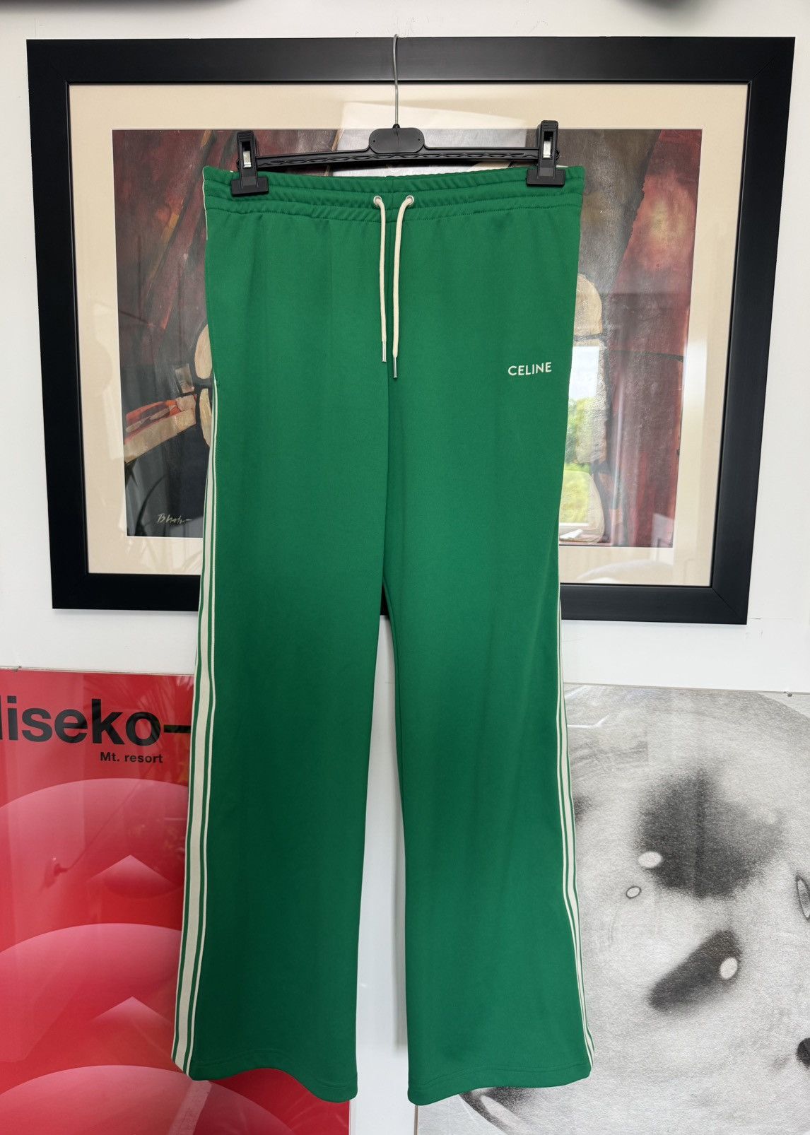 Celine Celine Green Track Pants Hedi Slimane Mini Logo Sample Rare Size US 32 / EU 48 - 1 Thumbnail