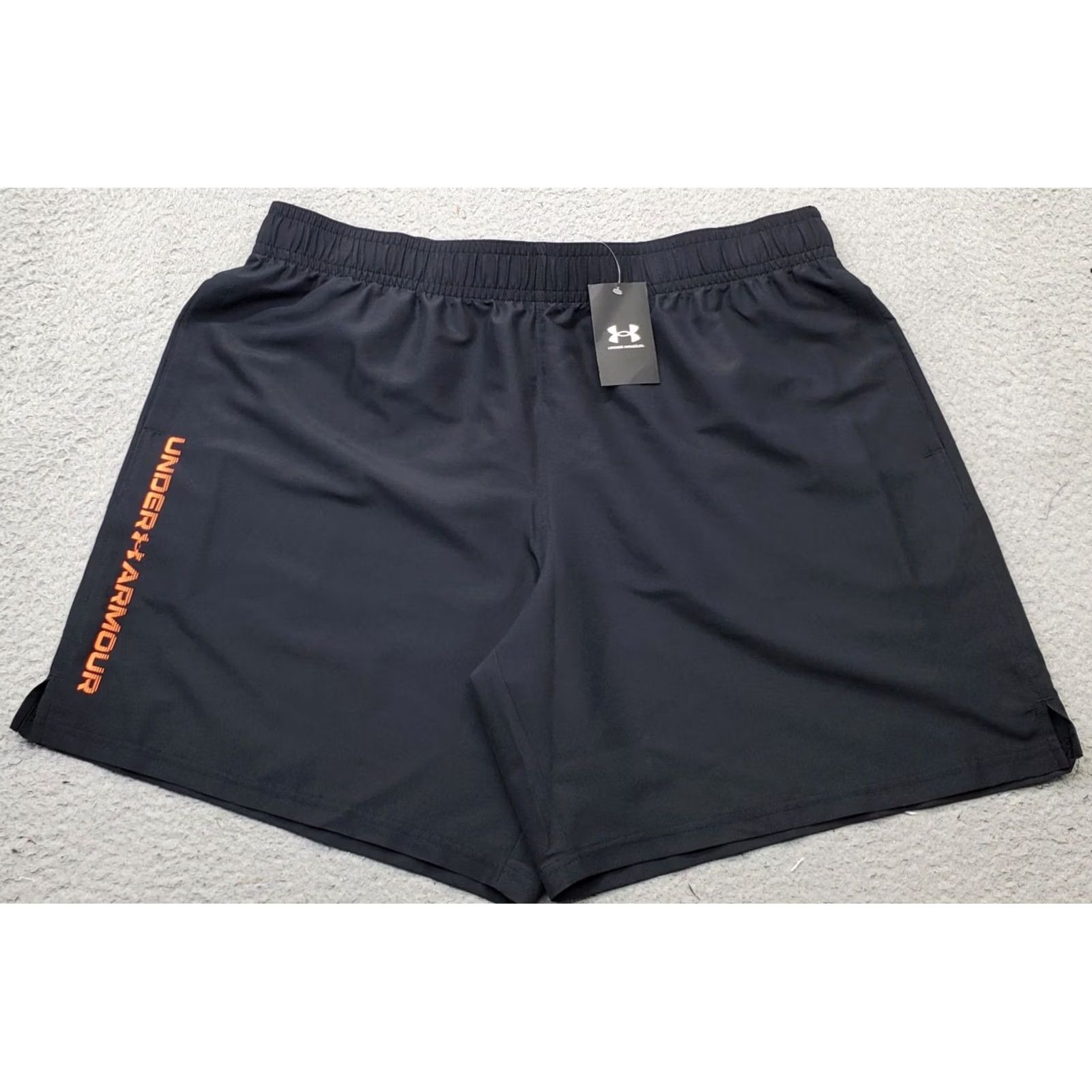 Under Armour Under Armour Mens 2XL Black Tech Woven Wordmark Shorts Slit Elastic Waist Pull On Athletic Casual Shorts Size US 39 - 2 Thumbnail