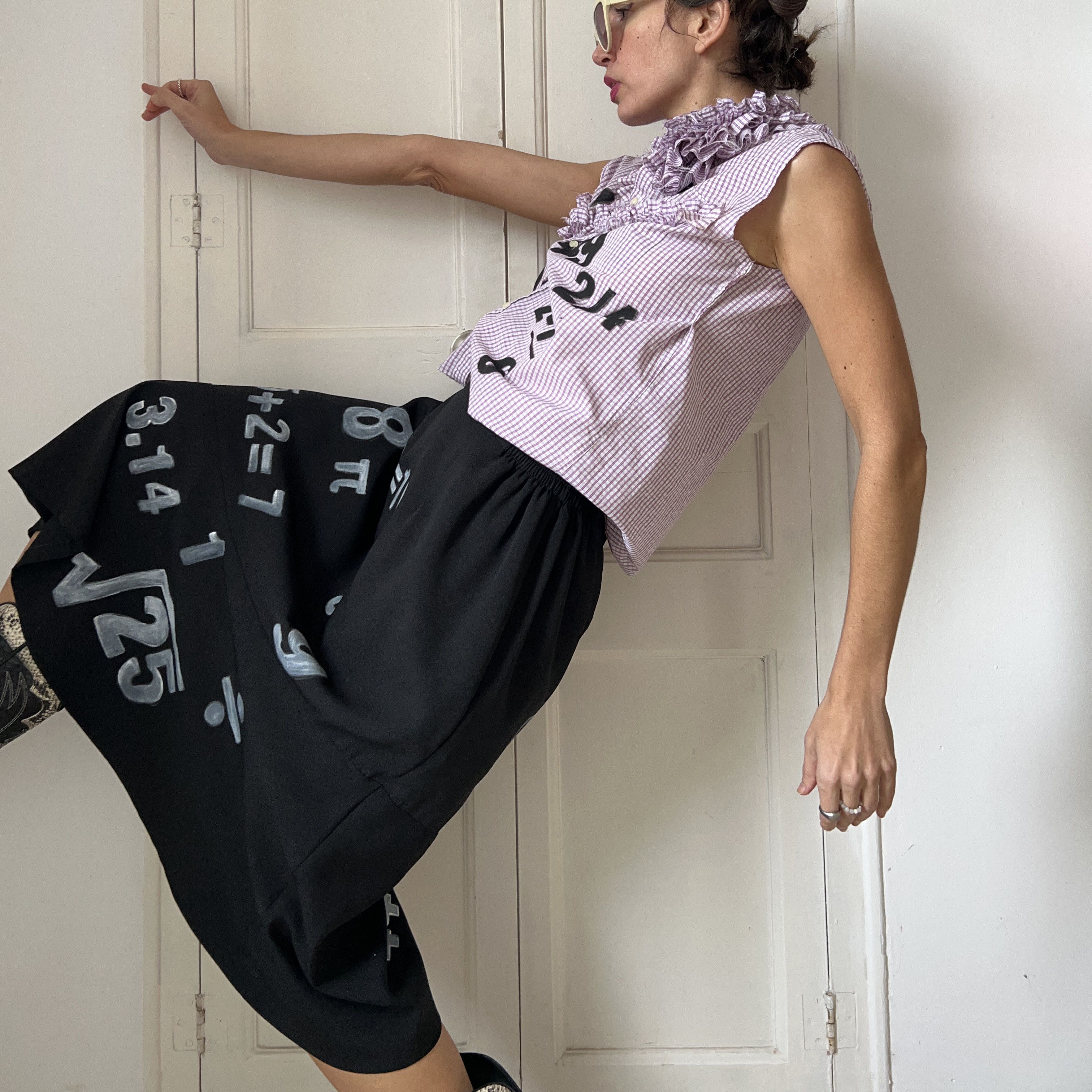 Custommade Hand-Painted Math Equation Skirt Set Size XL / US 12-14 / IT 48-50 - 6 Thumbnail