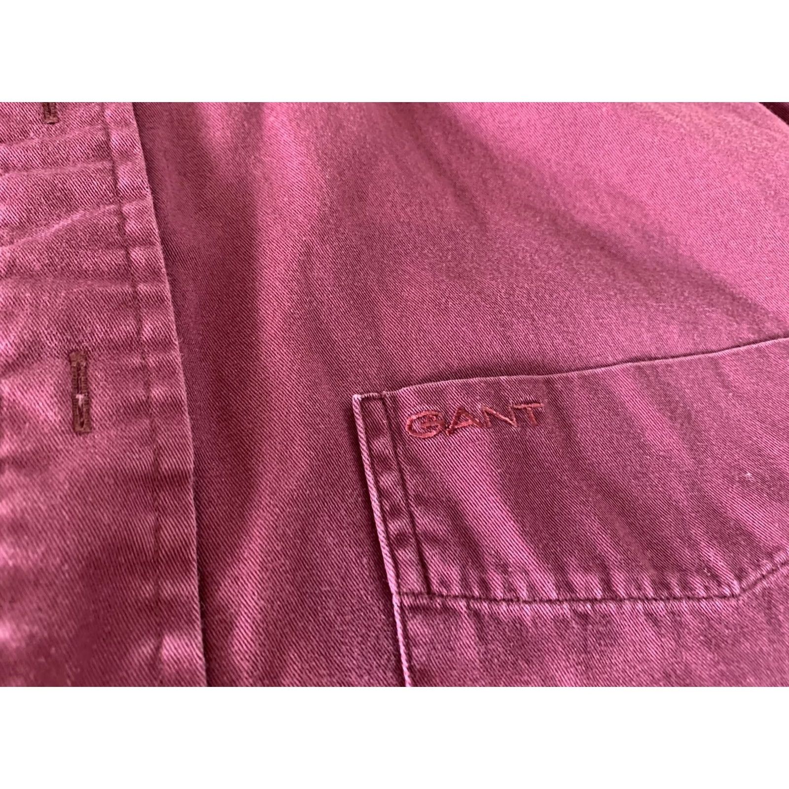 Gant GANT Camden Gabardine Maroon Long Sleeve Button Front Shirt Men's Large Cotton Shirt Adults L Red Button-Up Size US L / EU 52-54 / 3 - 2 Thumbnail