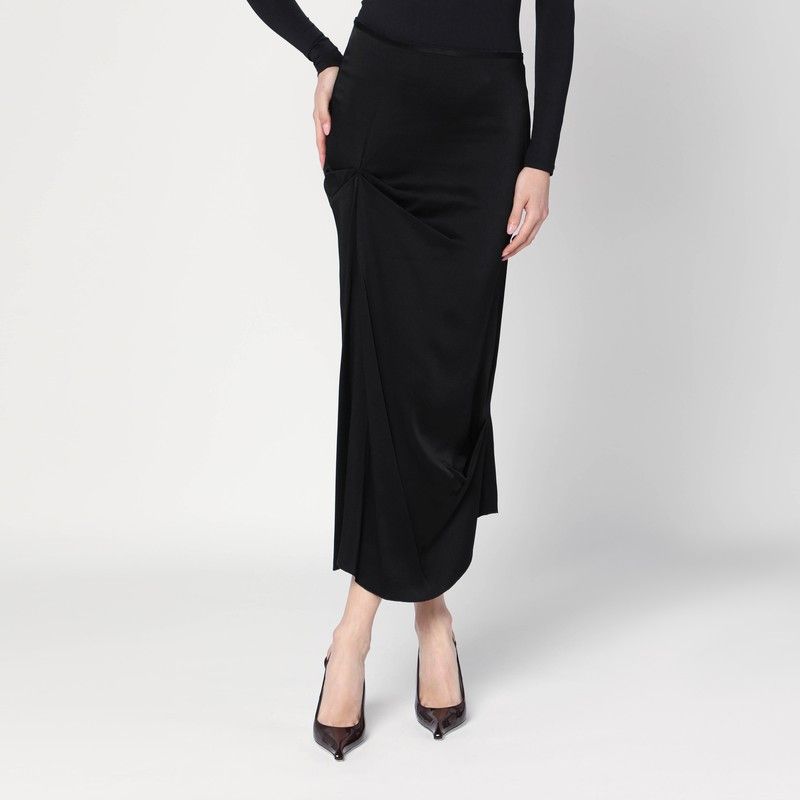 スカート Victoria Beckham Black midi skirt with draping Victoria Beckham Victoria Beckham Black Midi Skirt With
