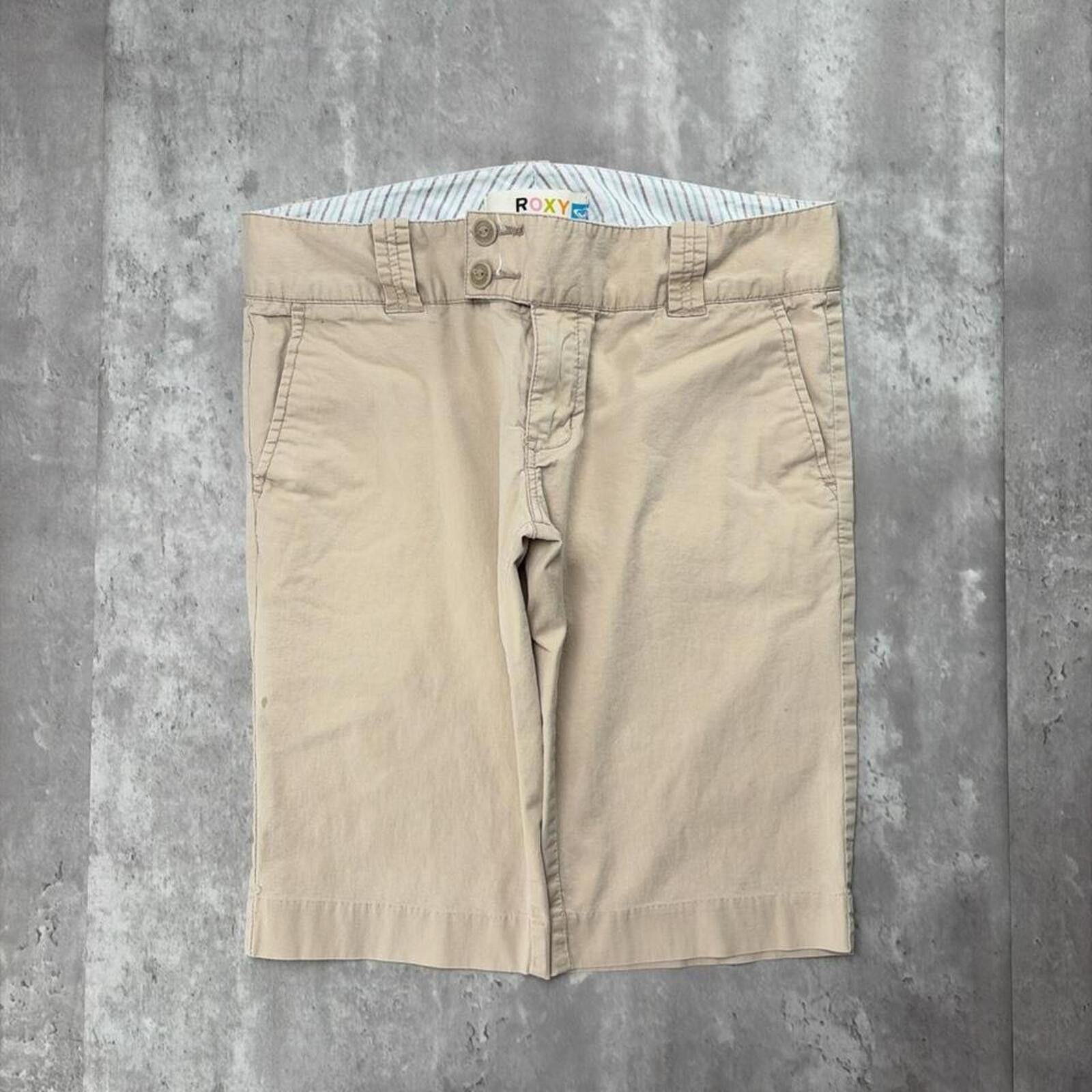 Royal Robbins Y2K Beige Roxy Quiksilver Grunge Capri Skater Shorts Size 32" / US 10 / IT 46 - 2 Thumbnail