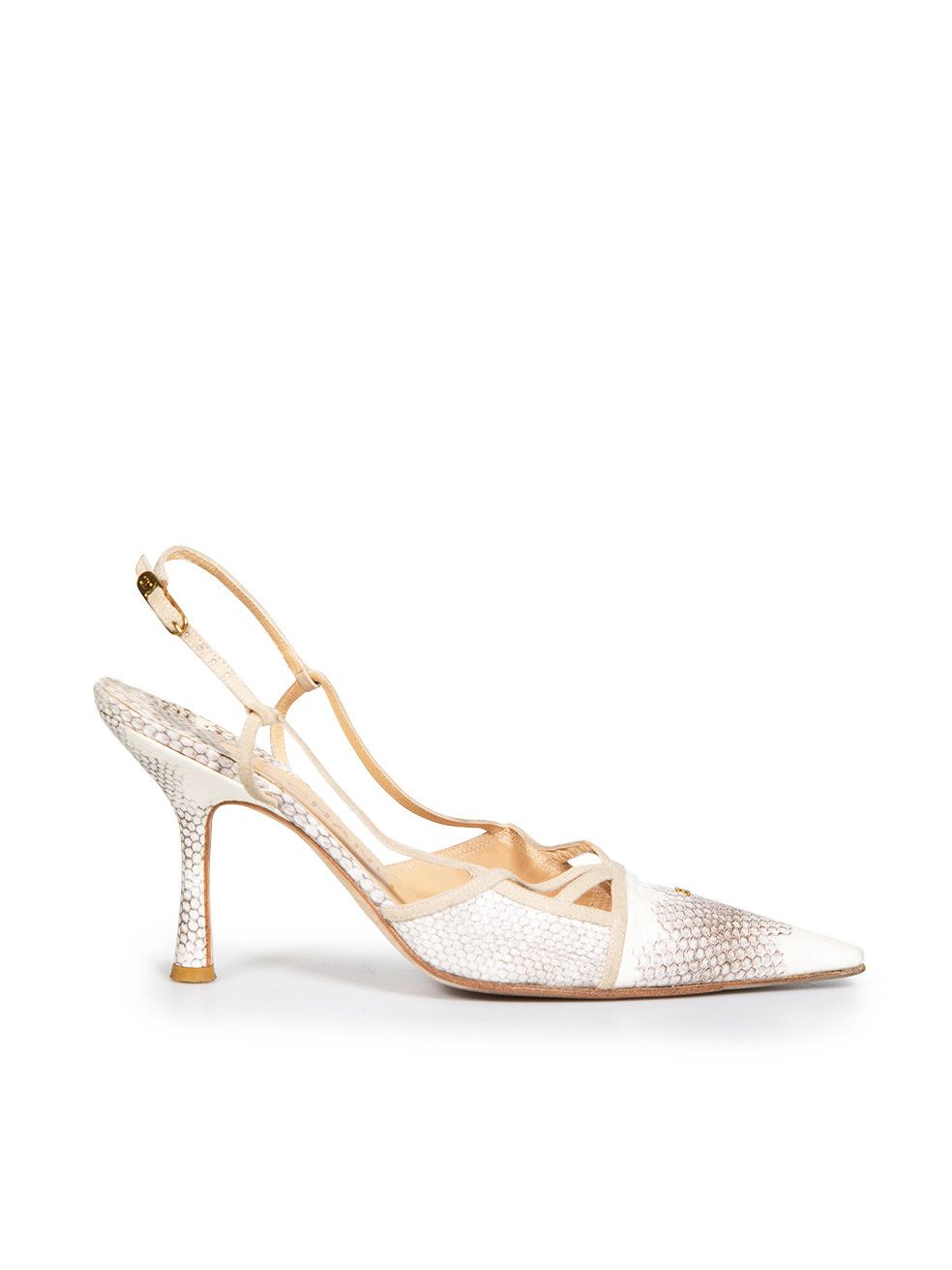 Chanel Snakeskin Print Leather Pointed Toe Heels Size US 9.5 / IT 39.5 - 1 Thumbnail