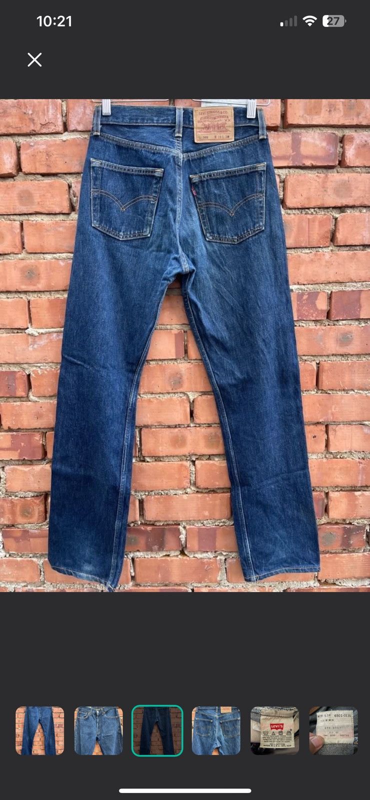 Jean Vintage 90s Levi's 501 Faded Blue Jeans Made in USA Size 28" / US 6 / IT 42 - 3 Thumbnail