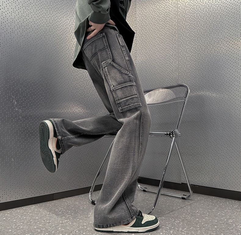 Designer × Japanese Brand × Jean Hombre Faded Tube Splicing Vintage Washed Cargo Jeans Size US 36 / EU 52 - 1 Thumbnail