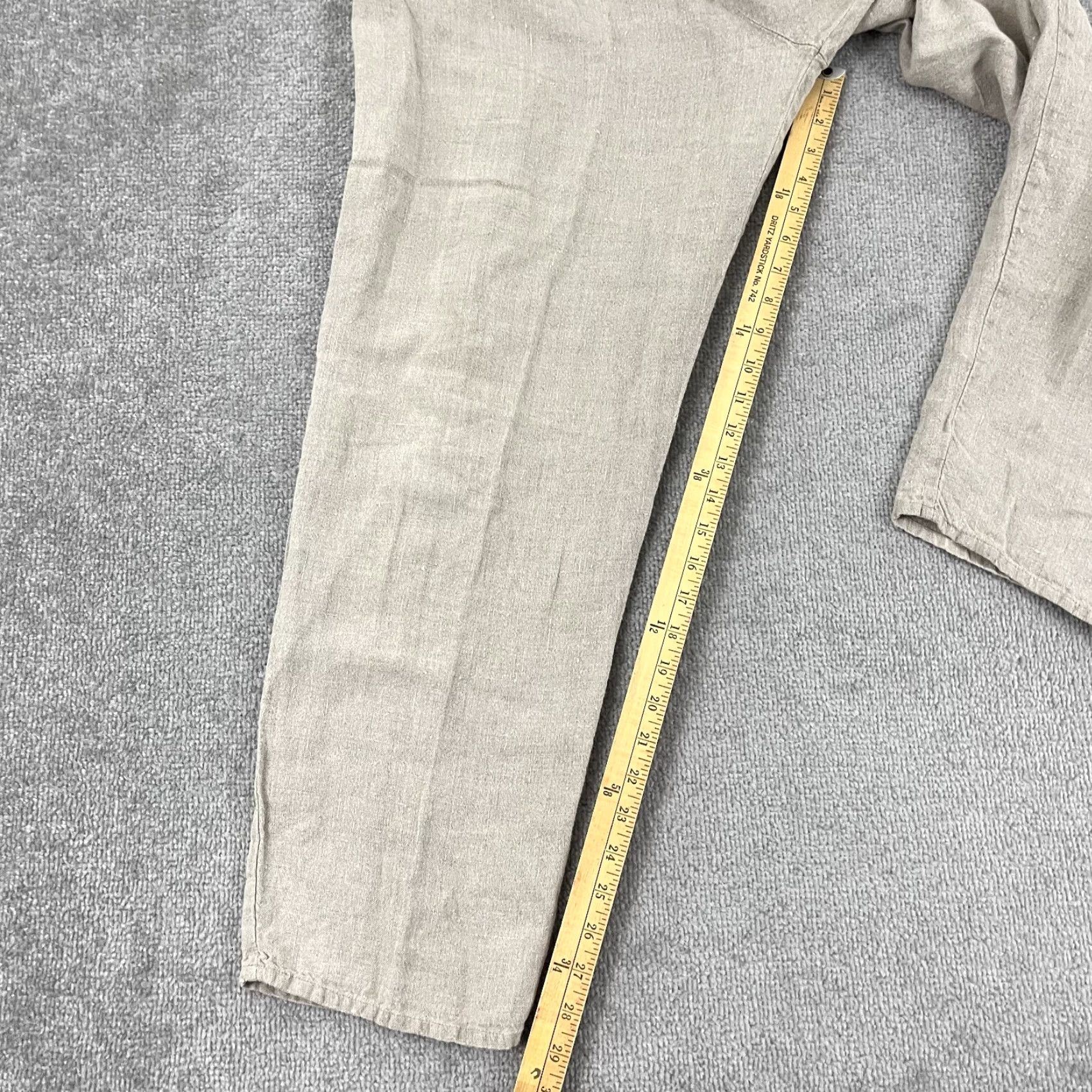 FLAX FLAX Linen Pants Women Medium 29" Brown Casual High Rise Elastic Waist Pockets 90s Bohemian Size 32" / US 10 / IT 46 - 4 Thumbnail