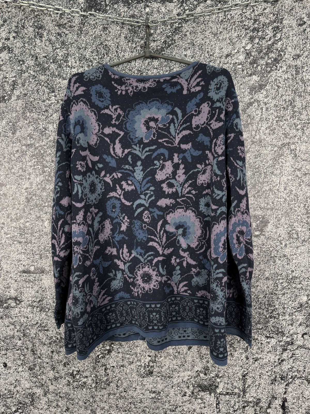 Other Deerberg Floral Cardigan Button Up Knit Sweater Blue Purple Size XL / US 12-14 / IT 48-50 - 10 Thumbnail