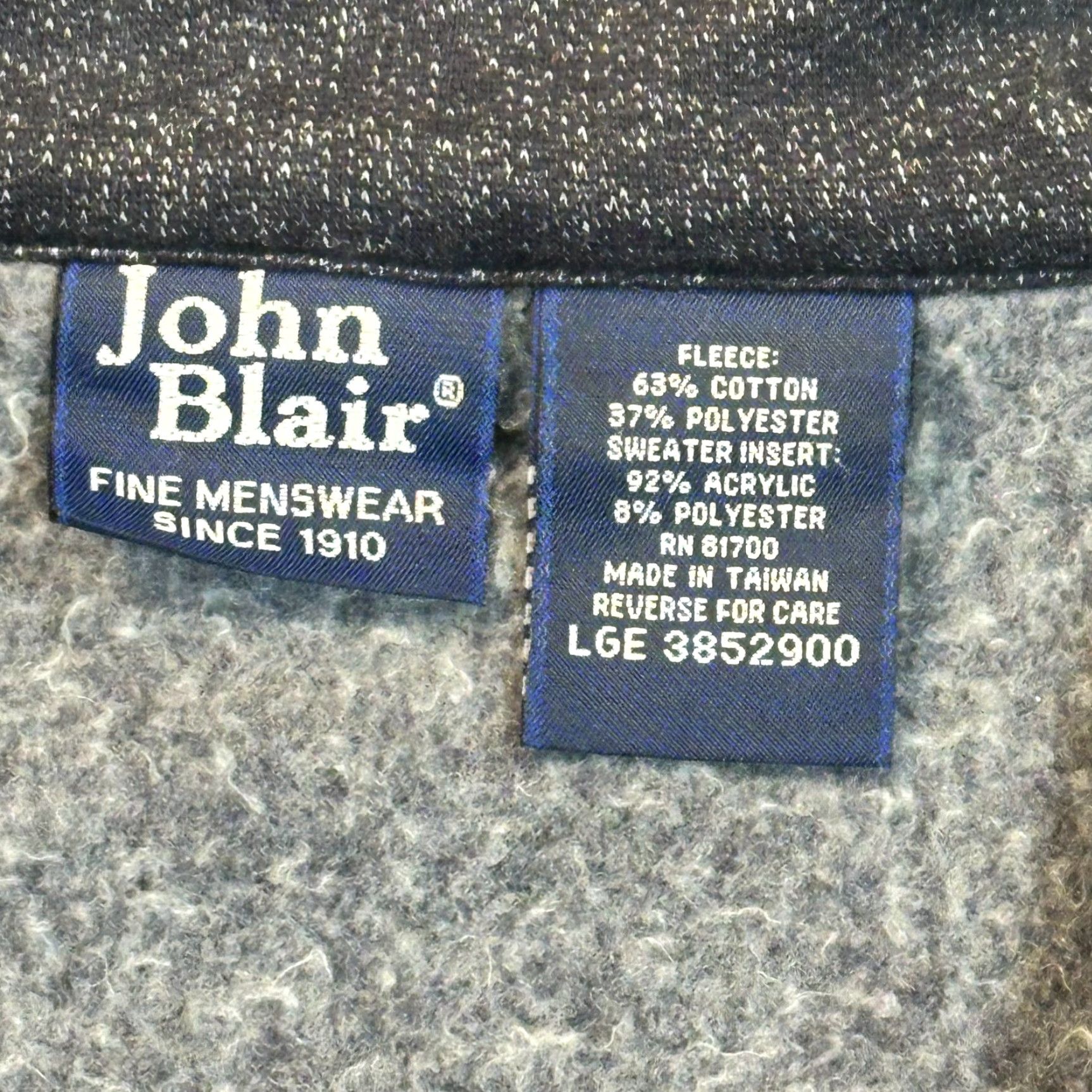 Blair VTG John Blair Jacquard Mens Large Cable Knit Zip Sweater Jacket Black 1990s Dec o Look Art Deco Mens Size US L / EU 52-54 / 3 - 5 Thumbnail