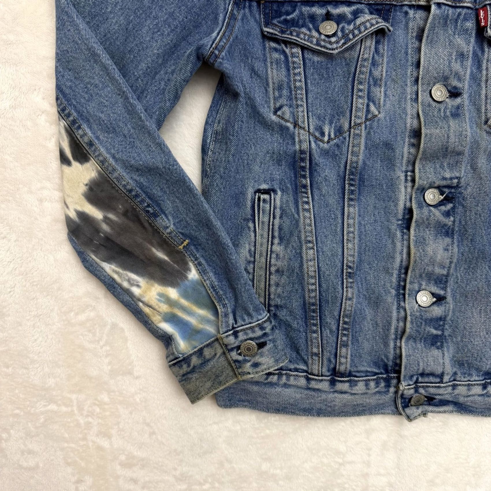 Levi's Levis Premium Jacket Womens Small Blue Denim Tie Dye Panel Trucker Coat Size S / US 4 / IT 40 - 6 Thumbnail