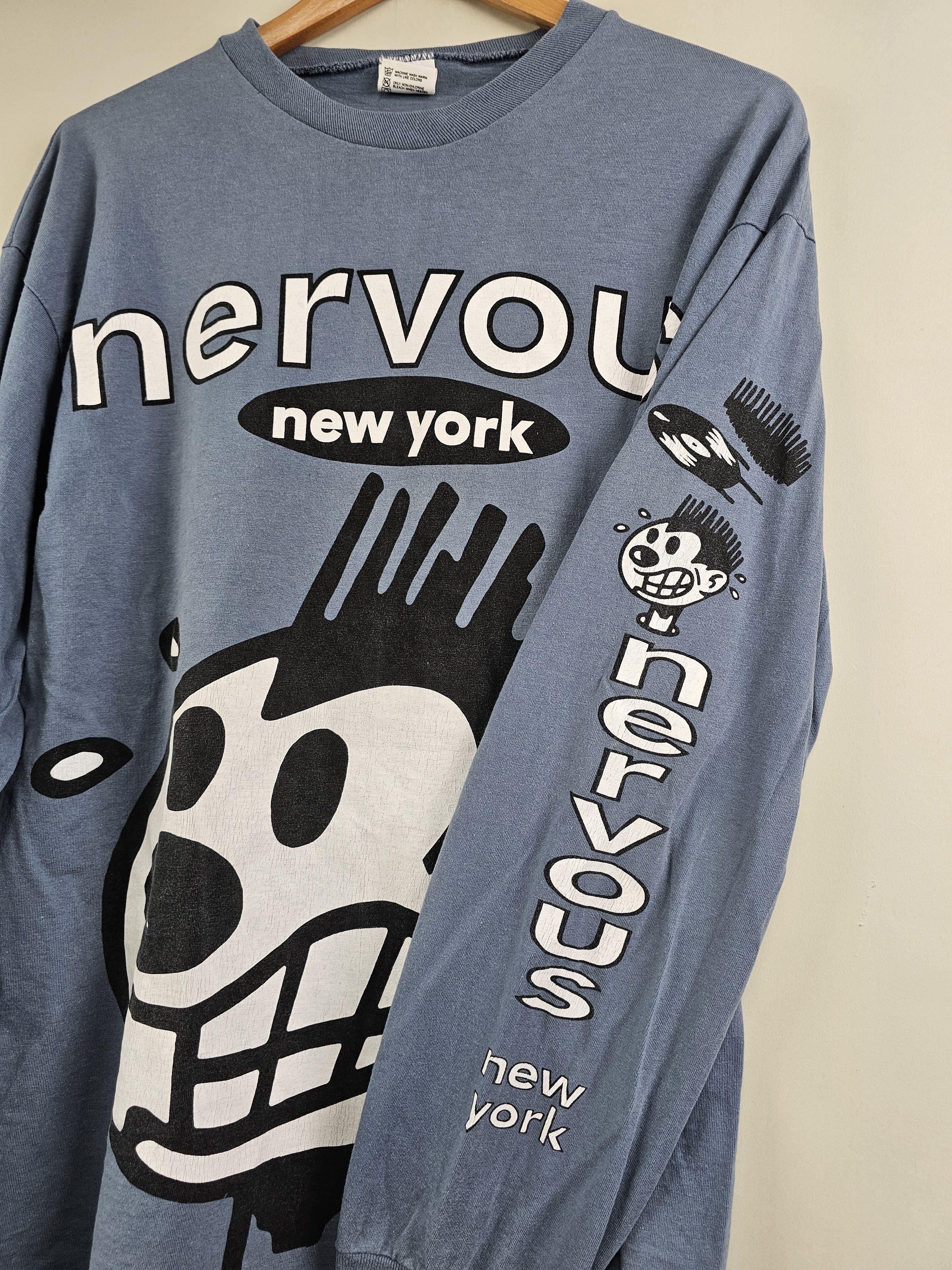 Band Tees × Rap Tees × Vintage 90s Nervous Records New York Long-sleeved Vintage Size US XL / EU 56 / 4 - 5 Thumbnail