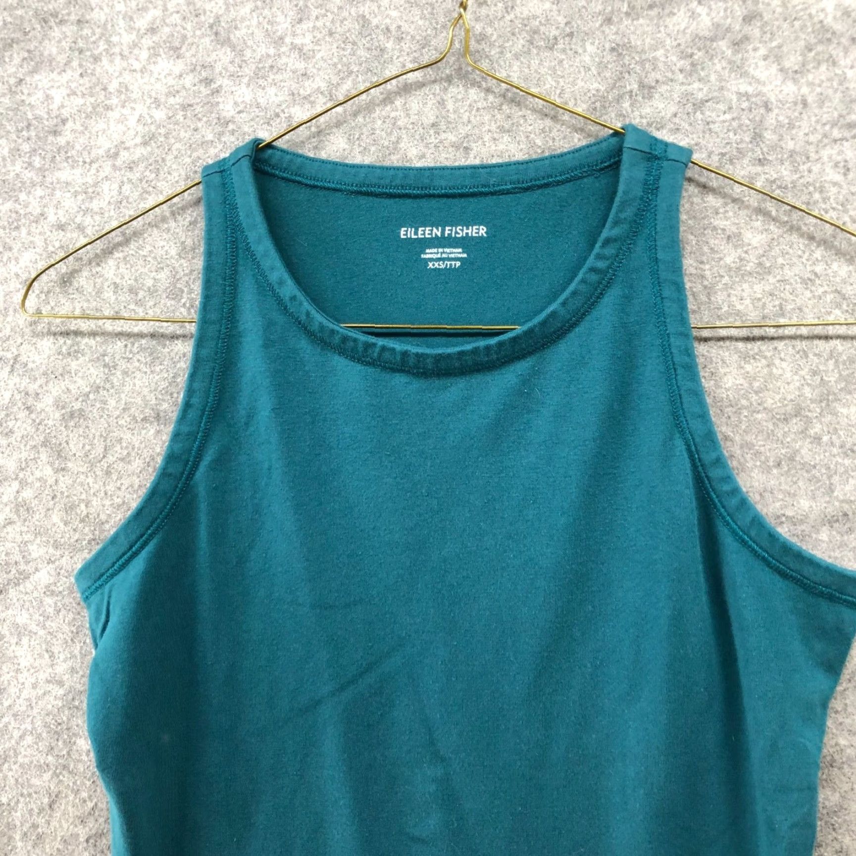 Eileen Fisher VINTAGE? No. EILEEN FISHER Tank Shirt Women XXS Teal Organic Cotton Blend Crew Neck Sleeveless 2XS Lightweight Summer Casual Size XXS / US 00 / IT 34 - 3 Thumbnail