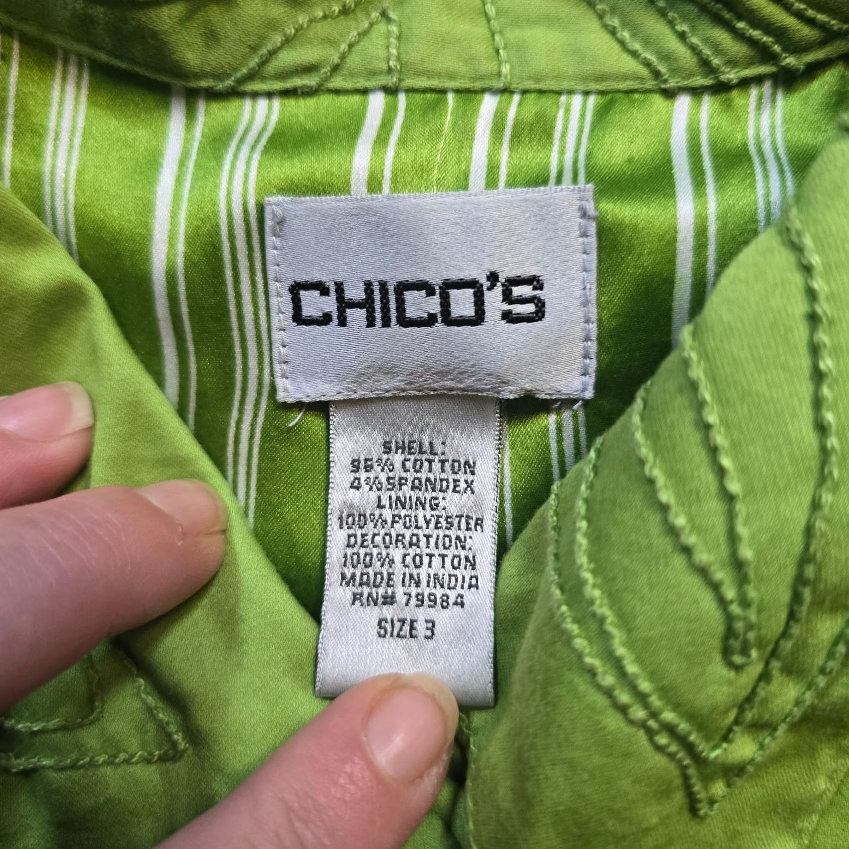 Vintage Chicos Jacket Women XL Green Embroidery Blazer Sequin Floral Lined Career Casual Shirt? Size XL / US 12-14 / IT 48-50 - 3 Thumbnail