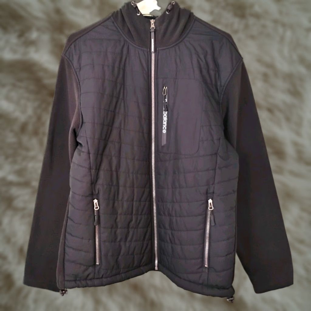 New Balance New Balance Full Zip Fleece Quilted Hooded Jacket Medium Black Long Sleeve Women Size M / US 6-8 / IT 42-44 - 1 Thumbnail