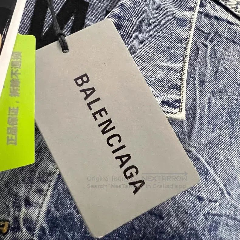 Balenciaga Balenciaga Distressed Embroidered Logo Denim Jacket. Size US M / EU 48-50 / 2 - 5 Thumbnail