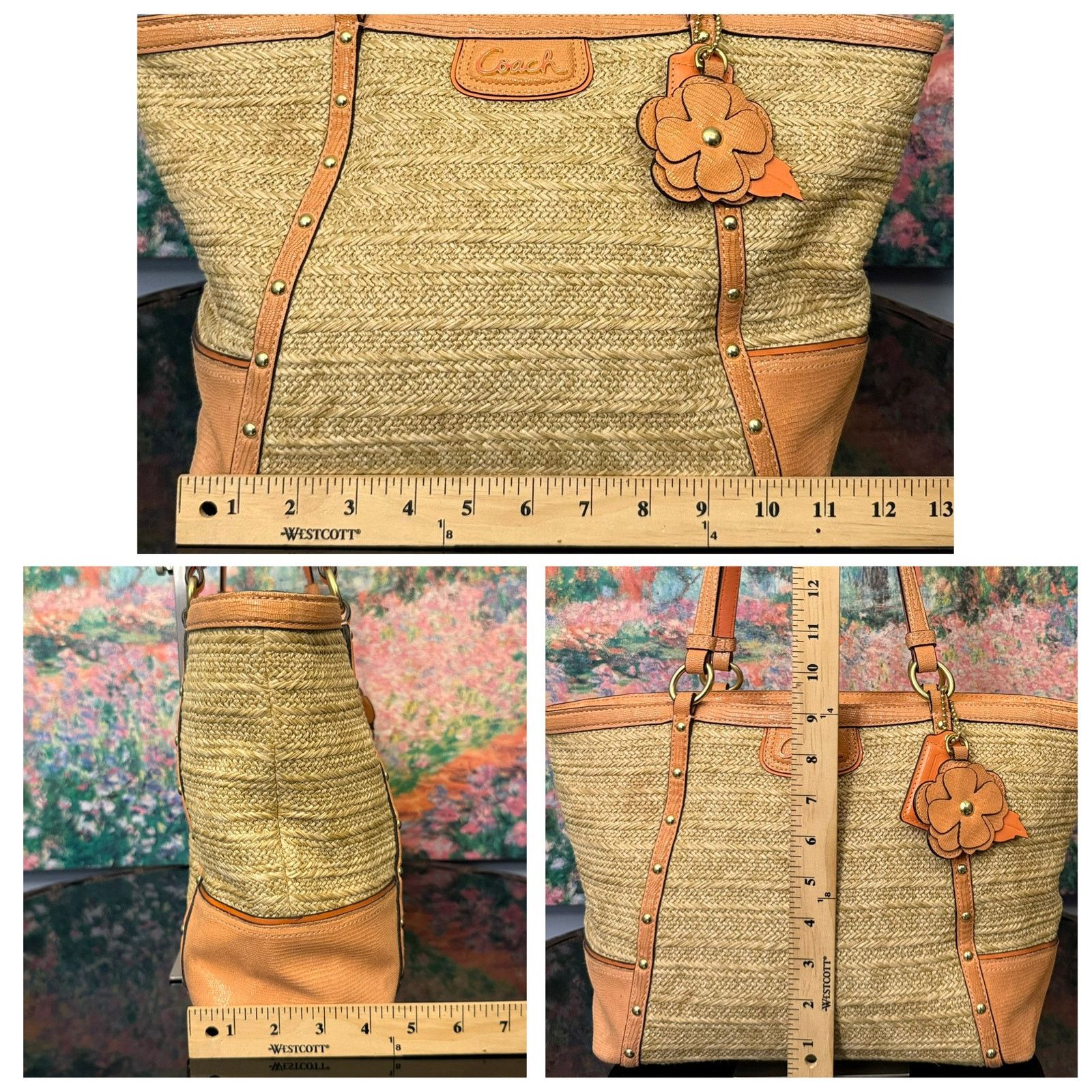 Coach GUC Coach F21959 Alexandra Python Straw Tote Size ONE SIZE - 12 Thumbnail