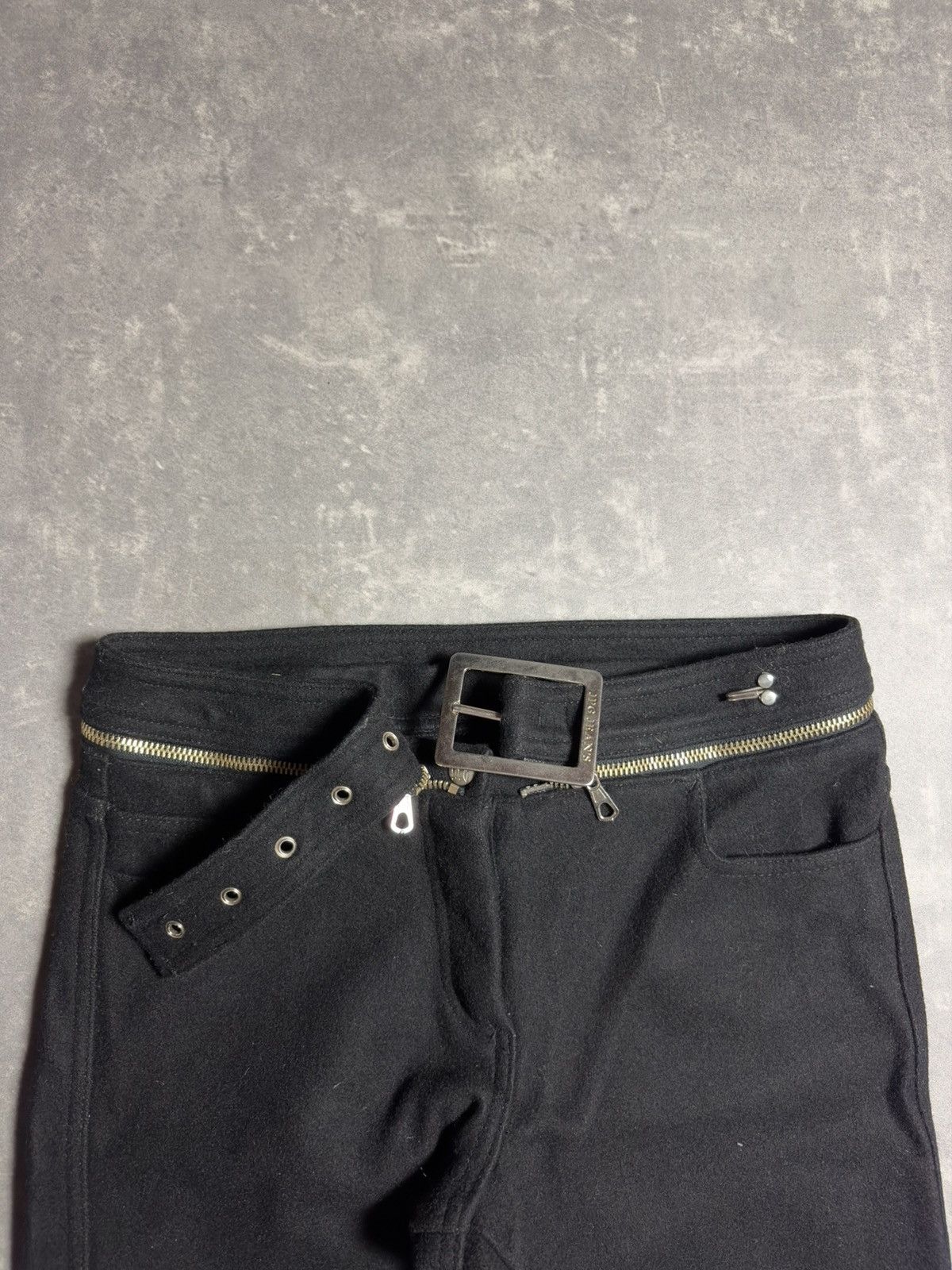 Jean Paul Gaultier 90s/00s Jean Paul Gaultier Zip Belt Heavy Wool Pants 40 S Size 27" / US 4 / IT 40 - 6 Thumbnail